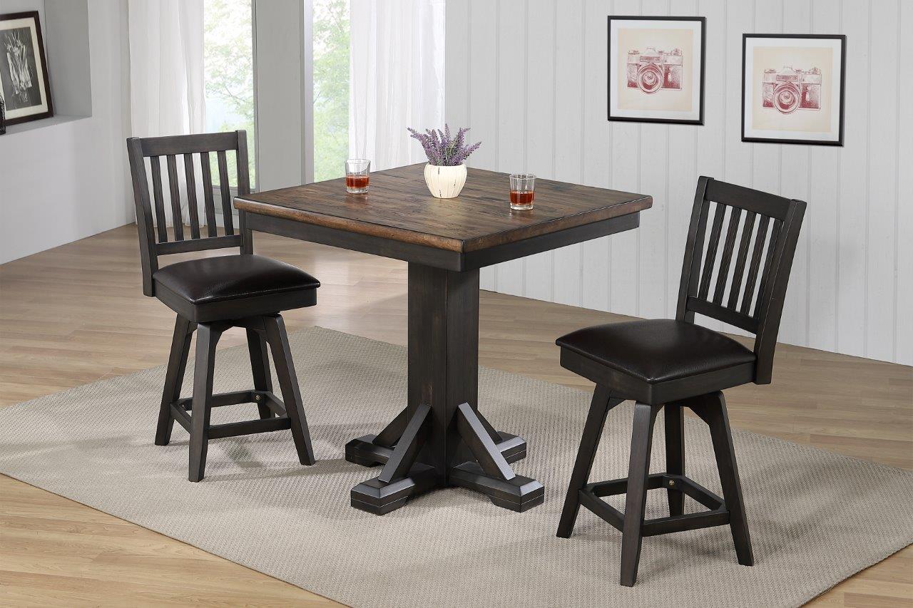 Ashford Square Dining Set In Black And Rustic Walnut By ECI 1StopBedrooms