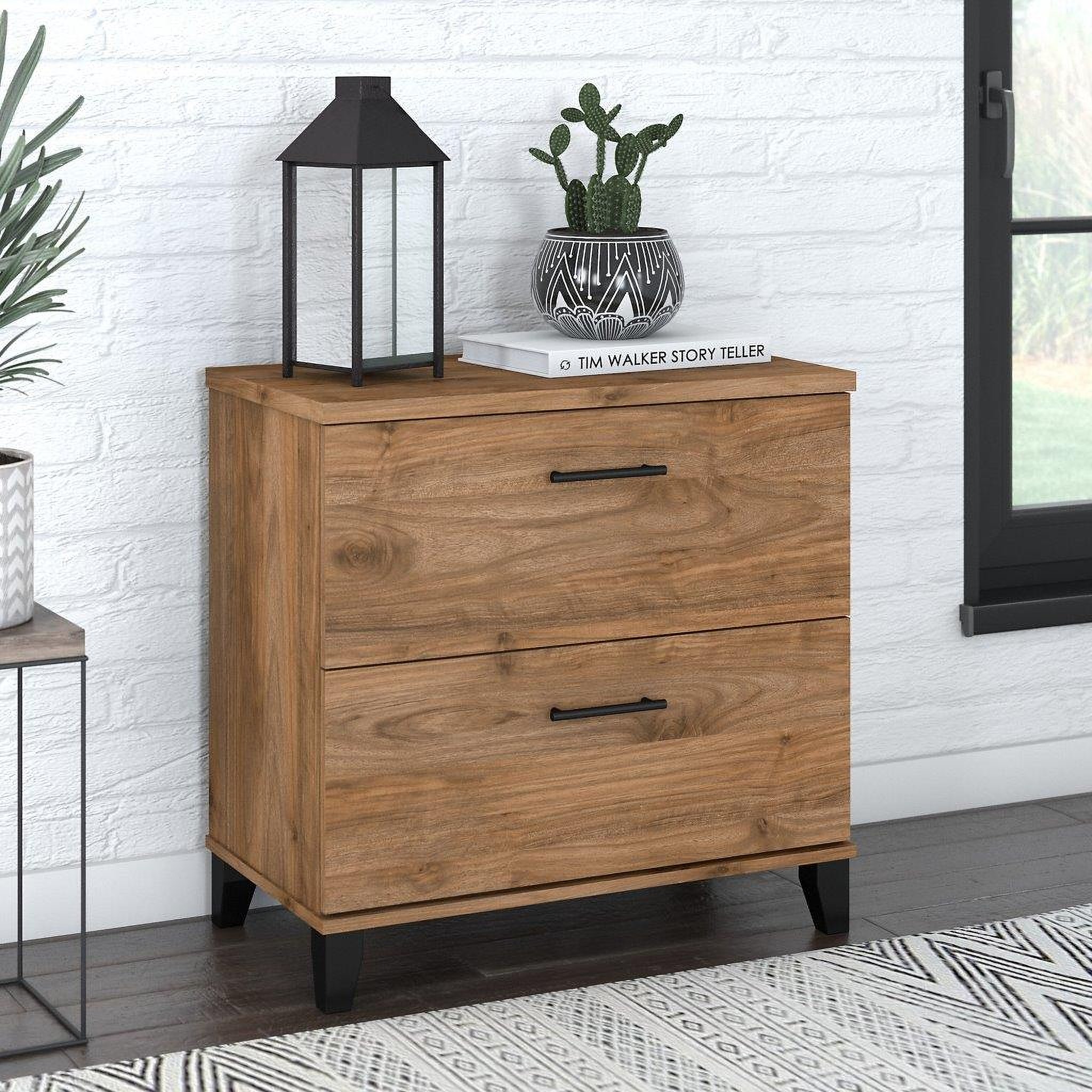 Bush Furniture Somerset Drawer Lateral File Cabinet In Fresh Walnut