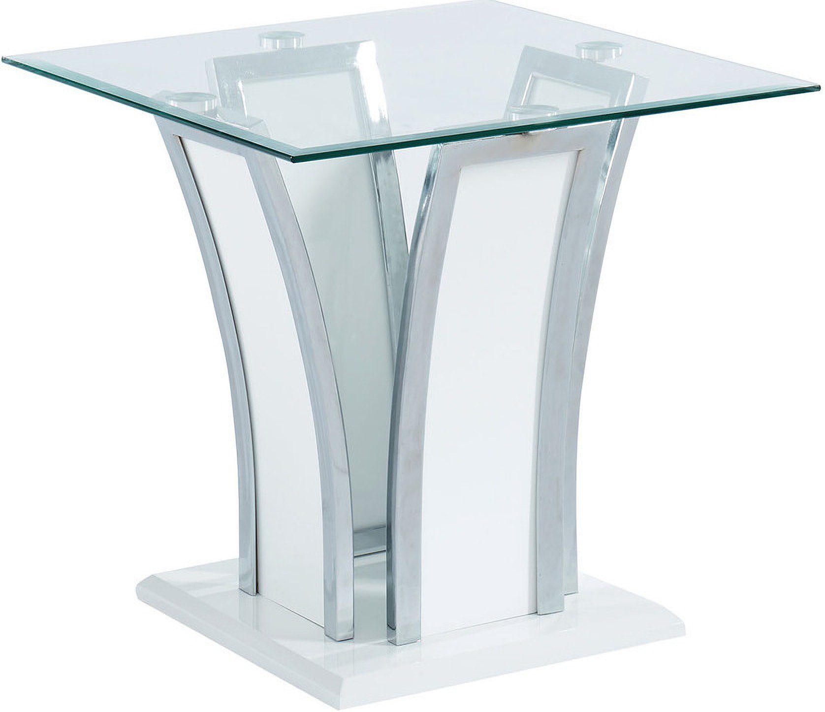 Staten End Table In Glossy White And Chrome By Furniture Of America