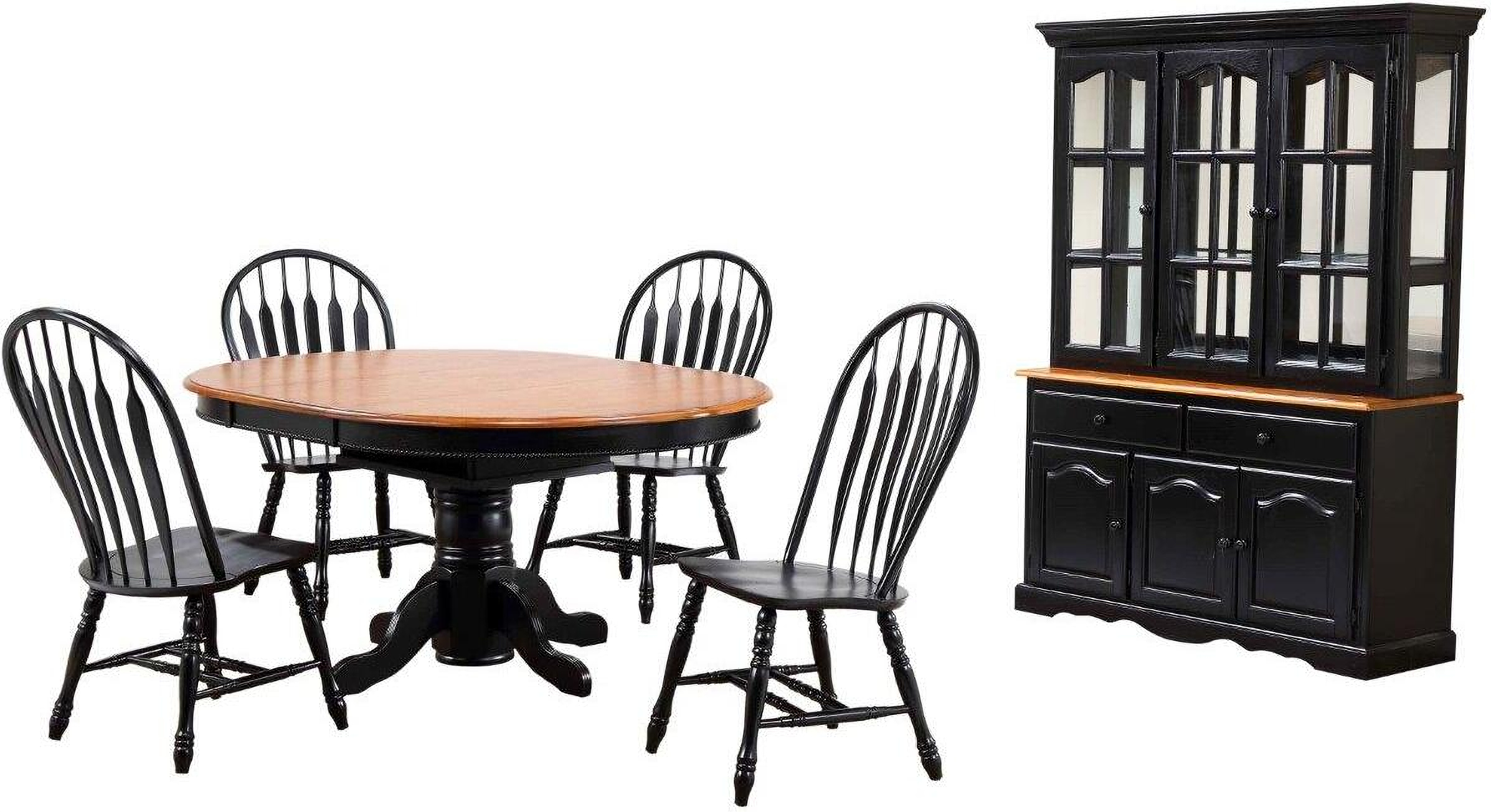 Sunset Trading Black Cherry Selections Piece Pedestal Dining Set With