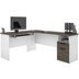 Bestar Norma L Shaped Desk Walnut Grey And White Stopbedrooms