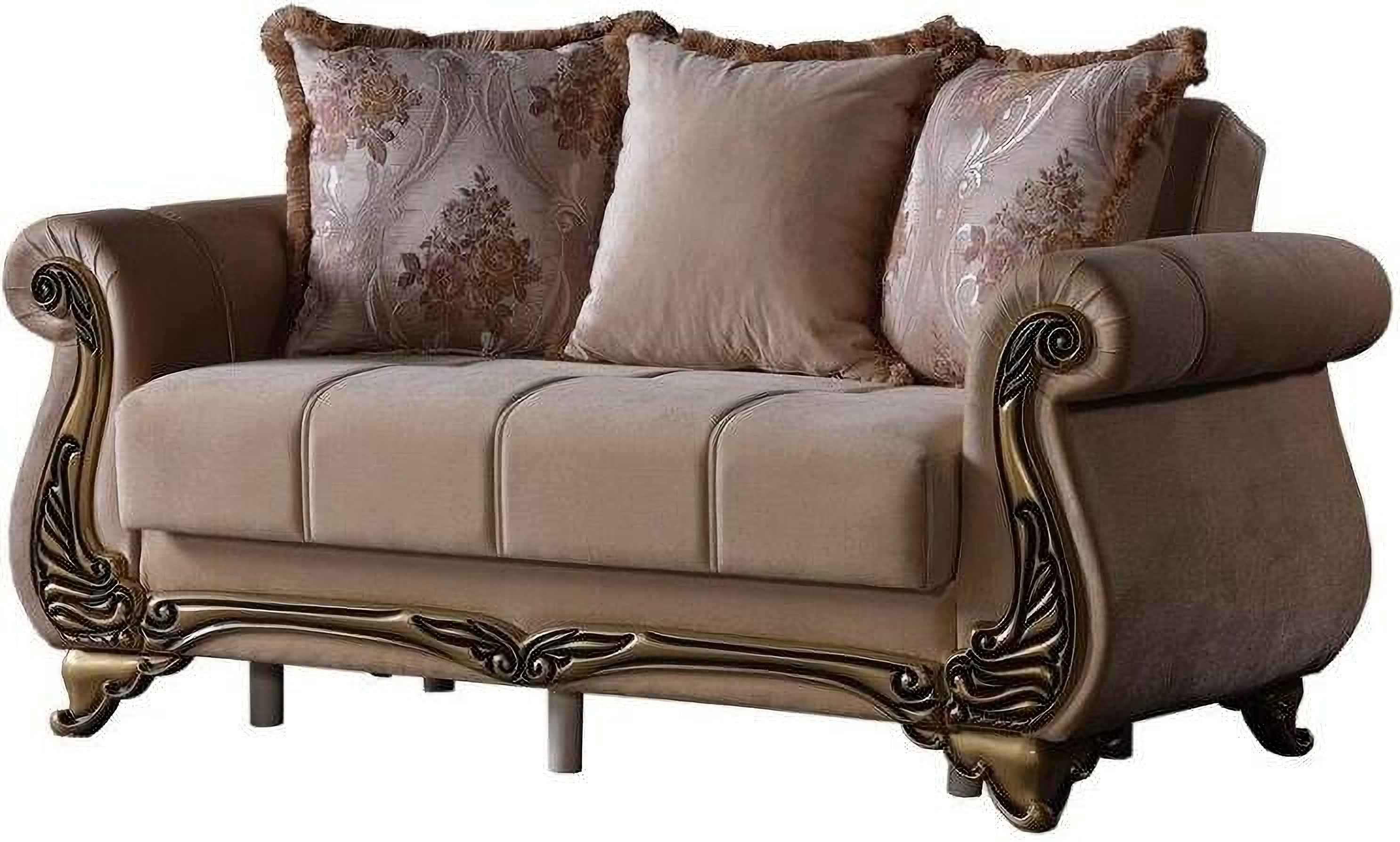 Karizma Convertible Sleeper Loveseat In Beige By Furnia 1StopBedrooms