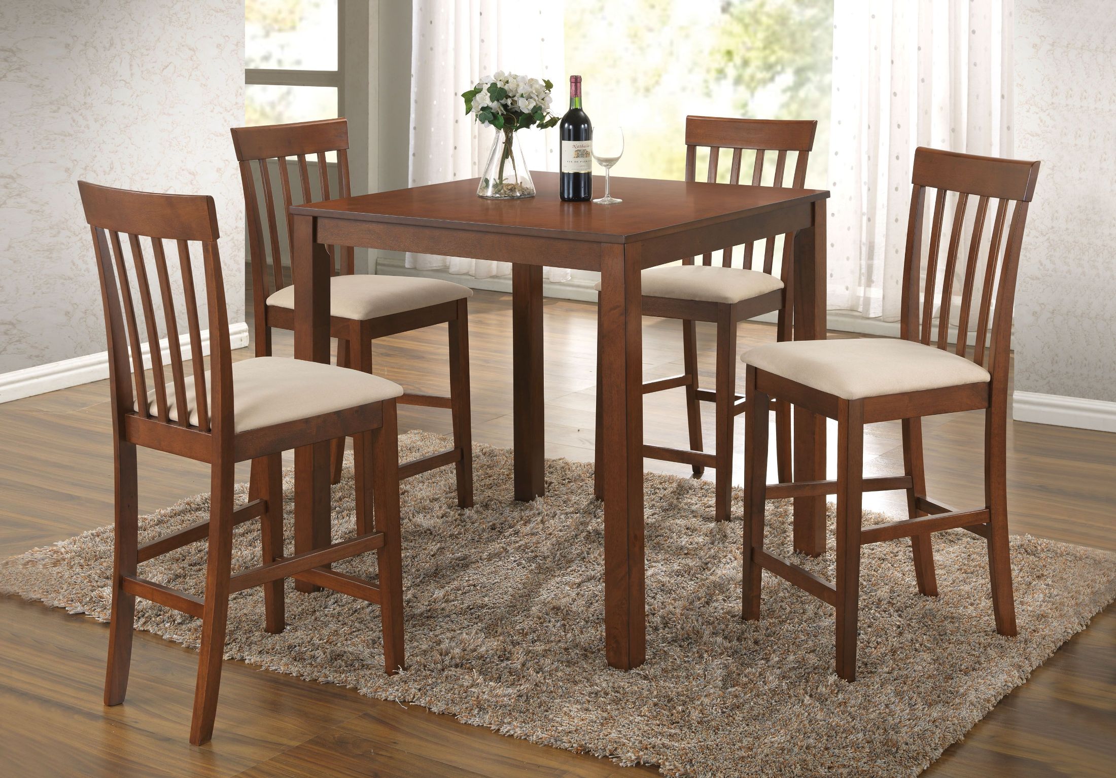 Miranda Cherry Oak 5 Piece Counter Height Dining Room Set 1StopBedrooms.
