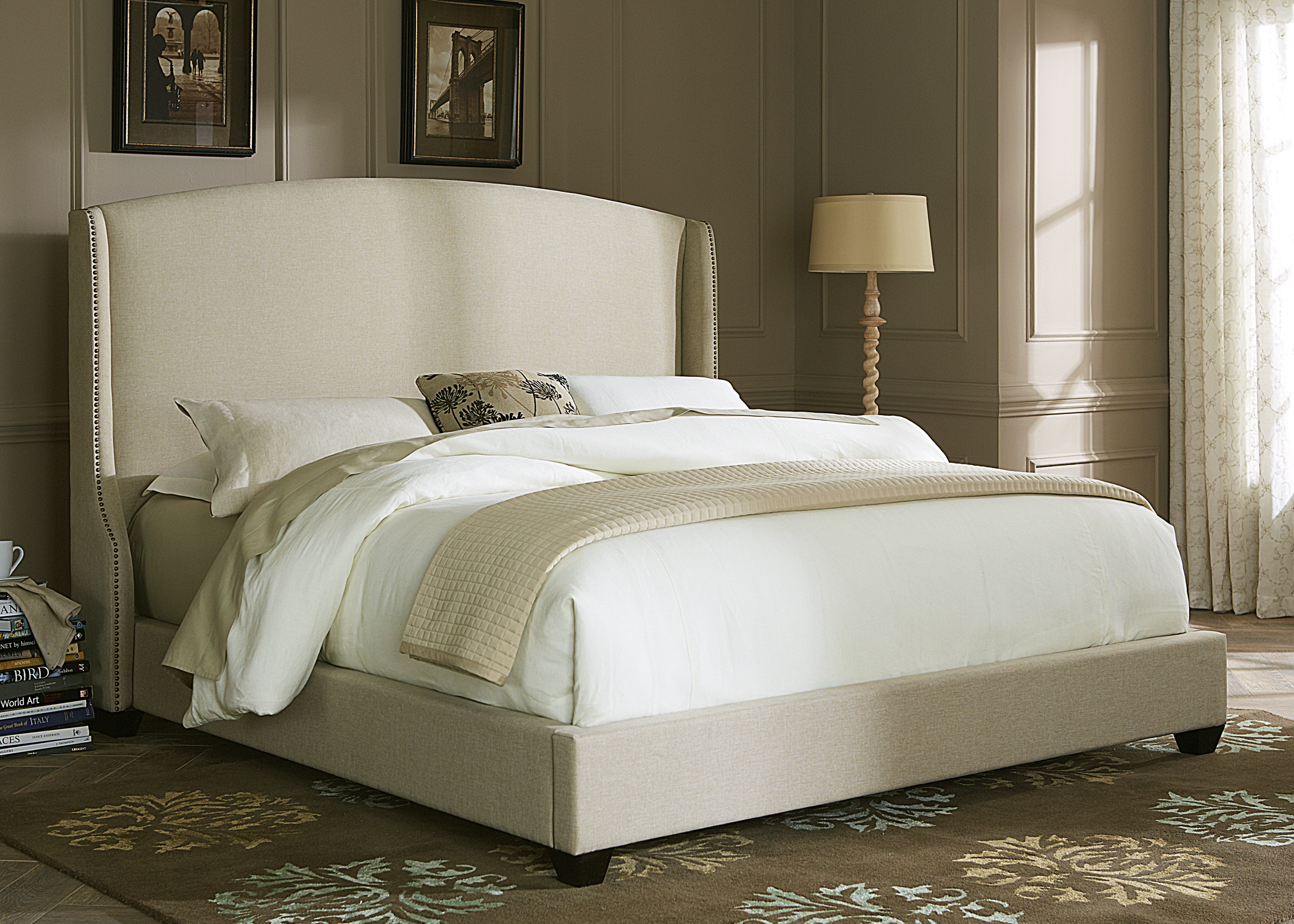 Shelter Queen Upholstered Bed 1StopBedrooms.