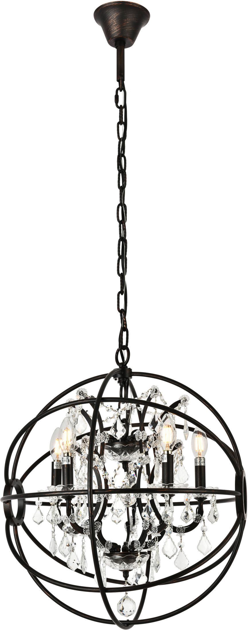 Geneva 20" Dark Bronze 5 Light Pendant With Clear Royal Cut Crystal