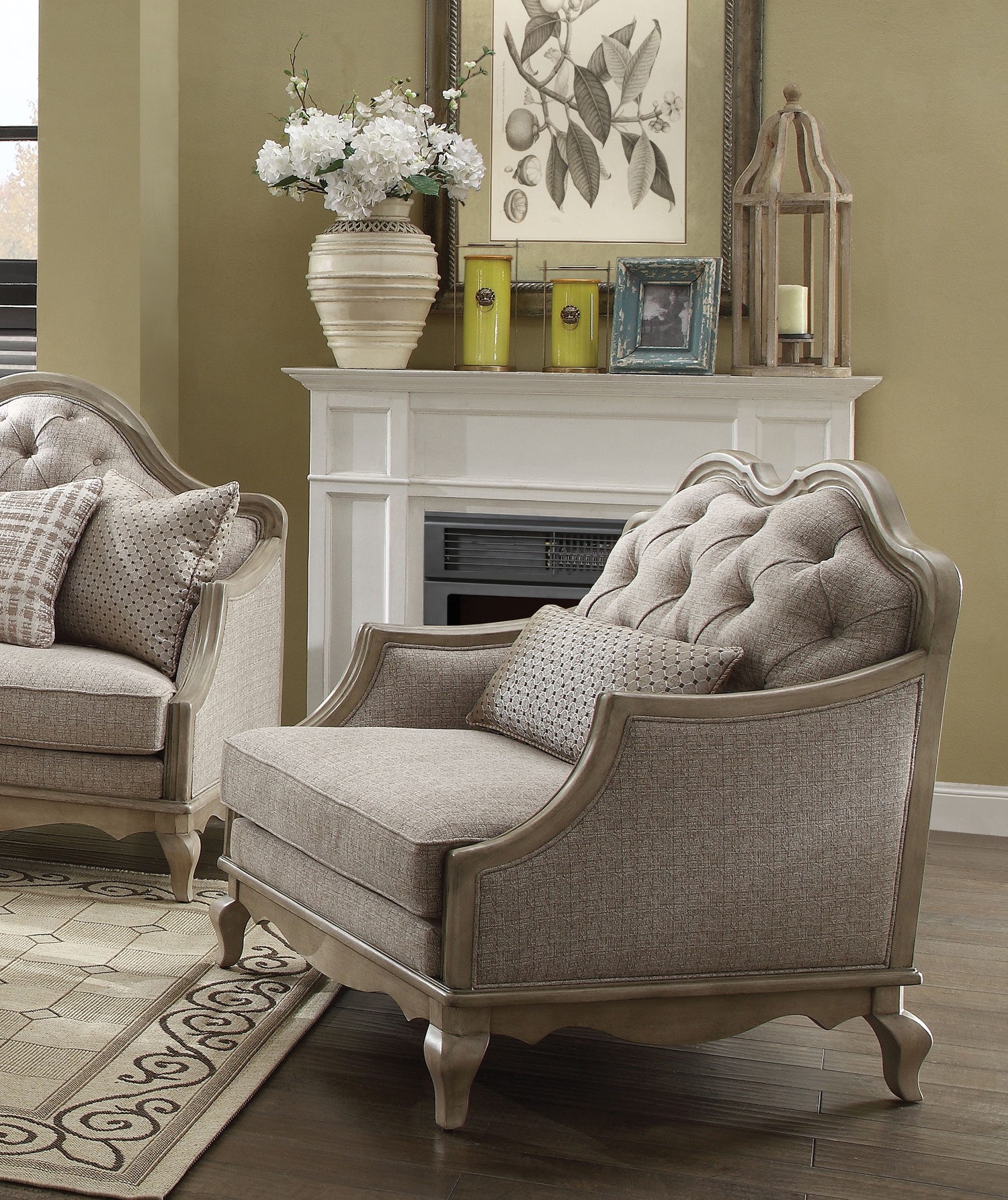 Acme Chelmsford Chair in Beige | 1StopBedrooms