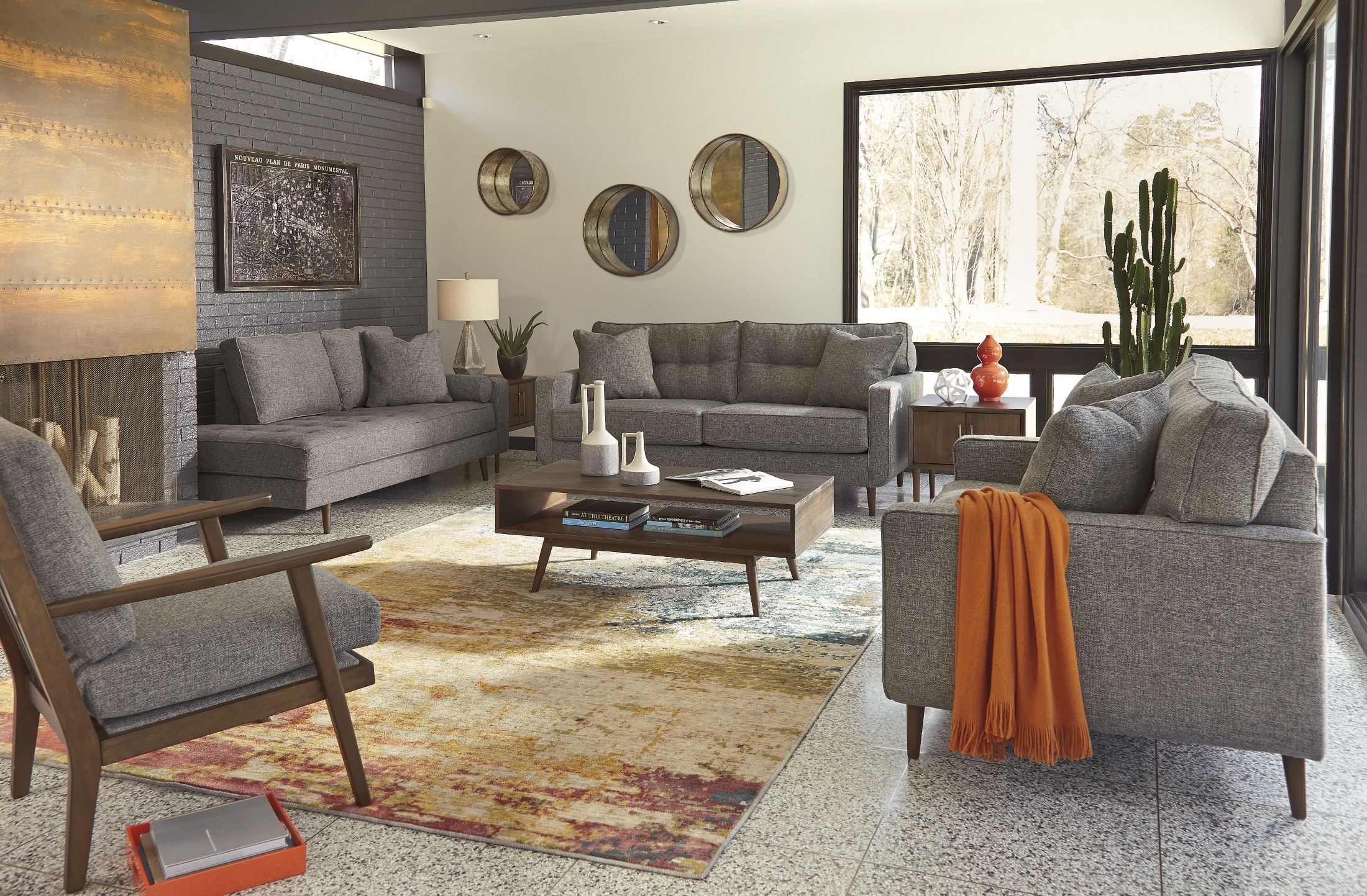 Signature Design by Ashley Zardoni Charcoal Living Room Set - Zardoni