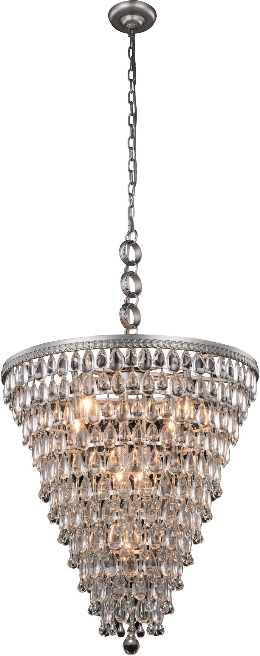 Nordic 24" Antique Silver 7 Light Chandelier Royal Cut Crystal Trim by ...