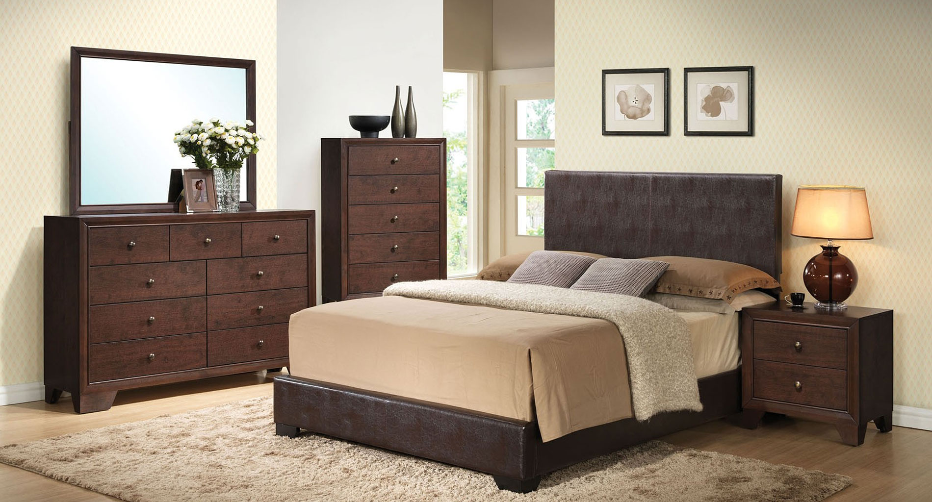 Acme Madison Bedroom Set W Ireland Brown Upholstered Bed Madison Bedroom Set W Ireland Brown Upholstered Beda Image