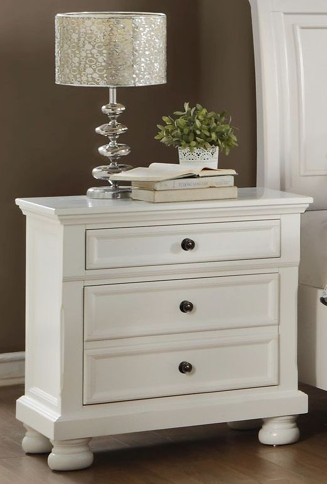 Laurelin White Nightstand by Homelegance