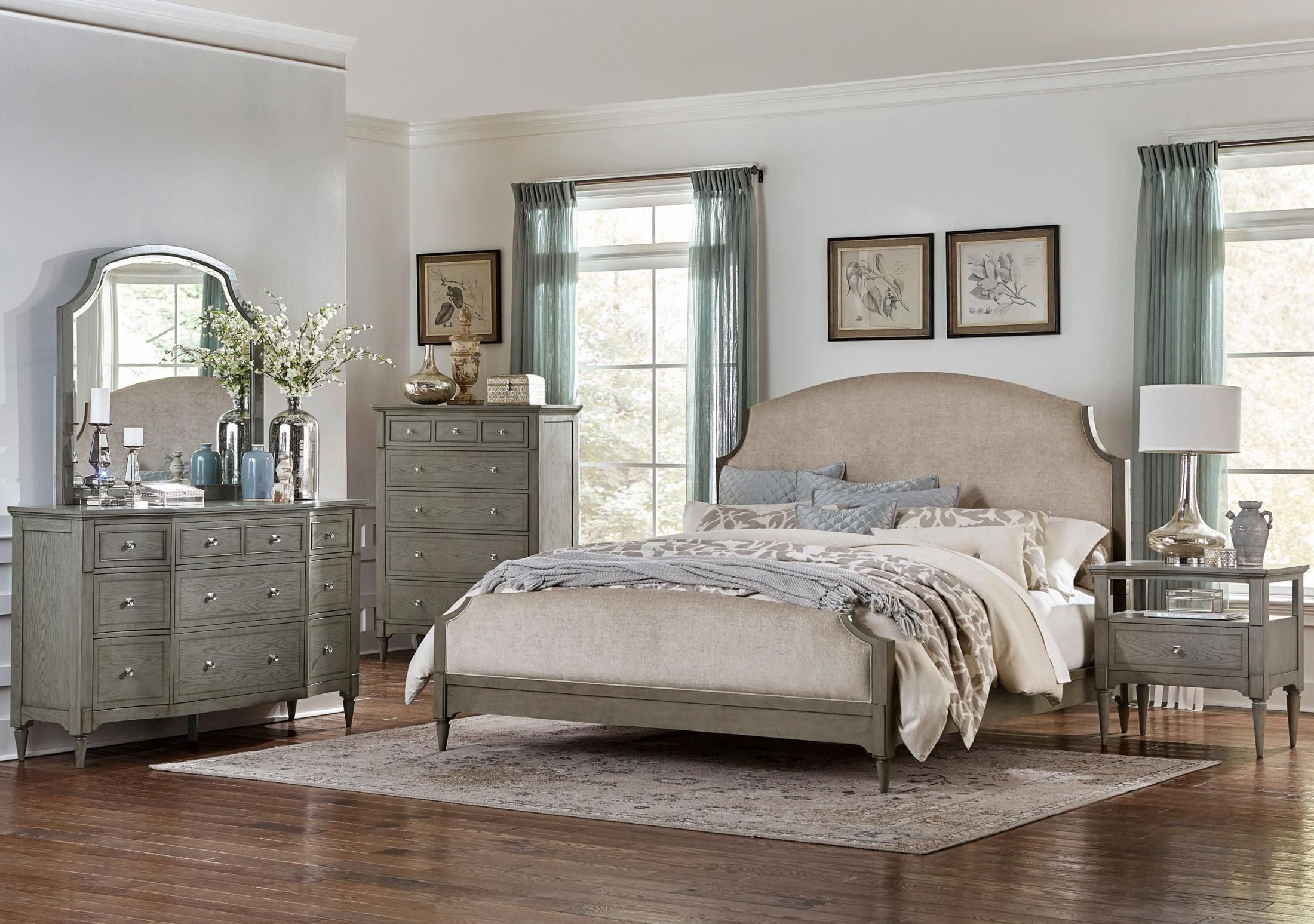 Albright Driftwood Gray Upholstered Bedroom Set