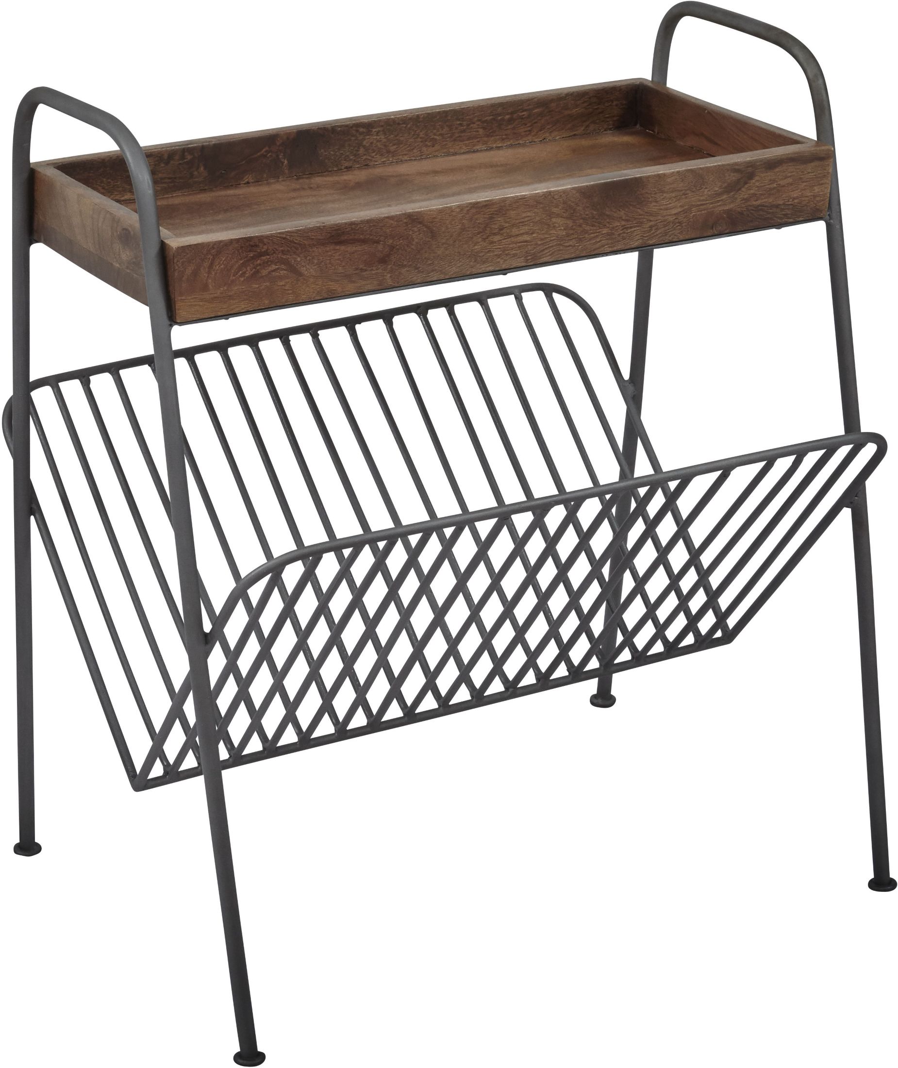Global Archive Brown And Gray Magazine Rack Chairside Table by Jofran ...