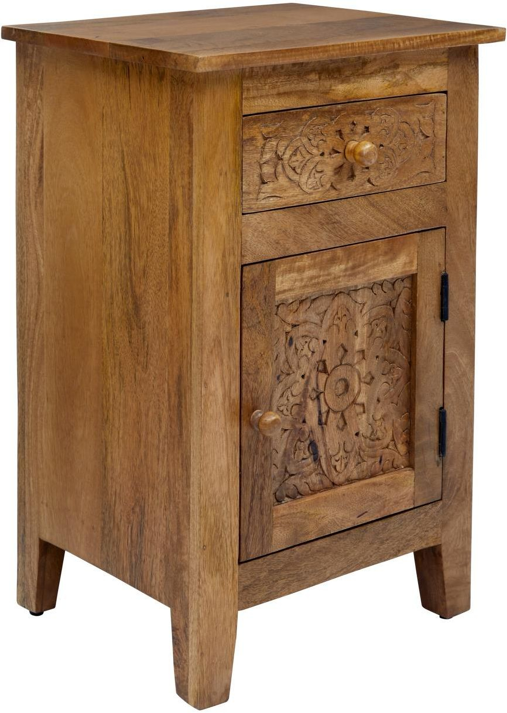 Global Archive Brown Hand Carved Accent Table by Jofran 1StopBedrooms