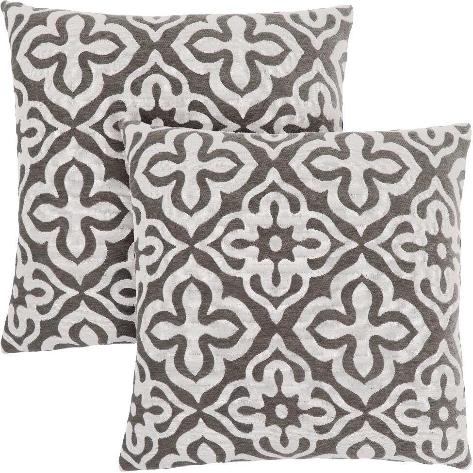 Monarch Specialties Motif Design 18 x 18 Dark Taupe 2 Piece Pillow