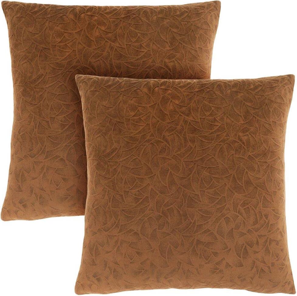 Monarch Specialties 18 x 18 Floral Velvet Pillow, Set of 2 - Brown