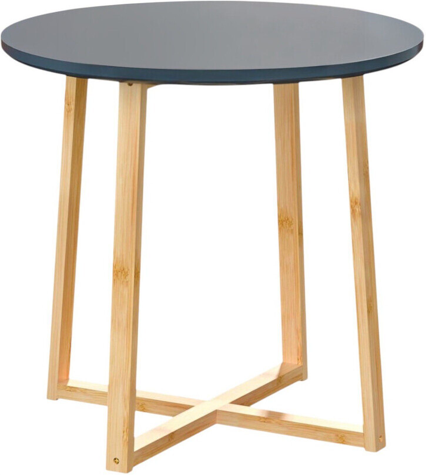 20 Inch Solid Wood Round Cross Legs End Table In Grey and Natural by ...