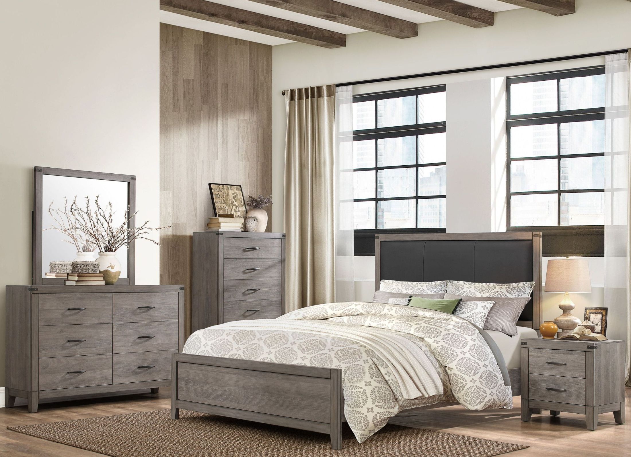 Woodrow Black Upholstered Panel Bedroom Set by Homelegance | 1StopBedrooms