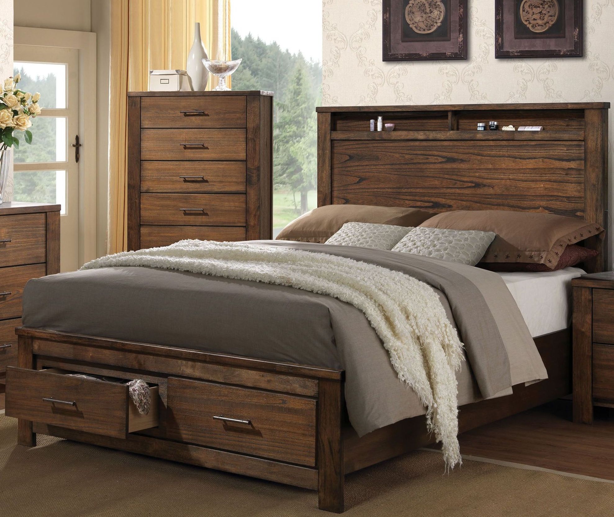 Merrilee Oak Queen Panel Storage Bed by ACME 1StopBedrooms
