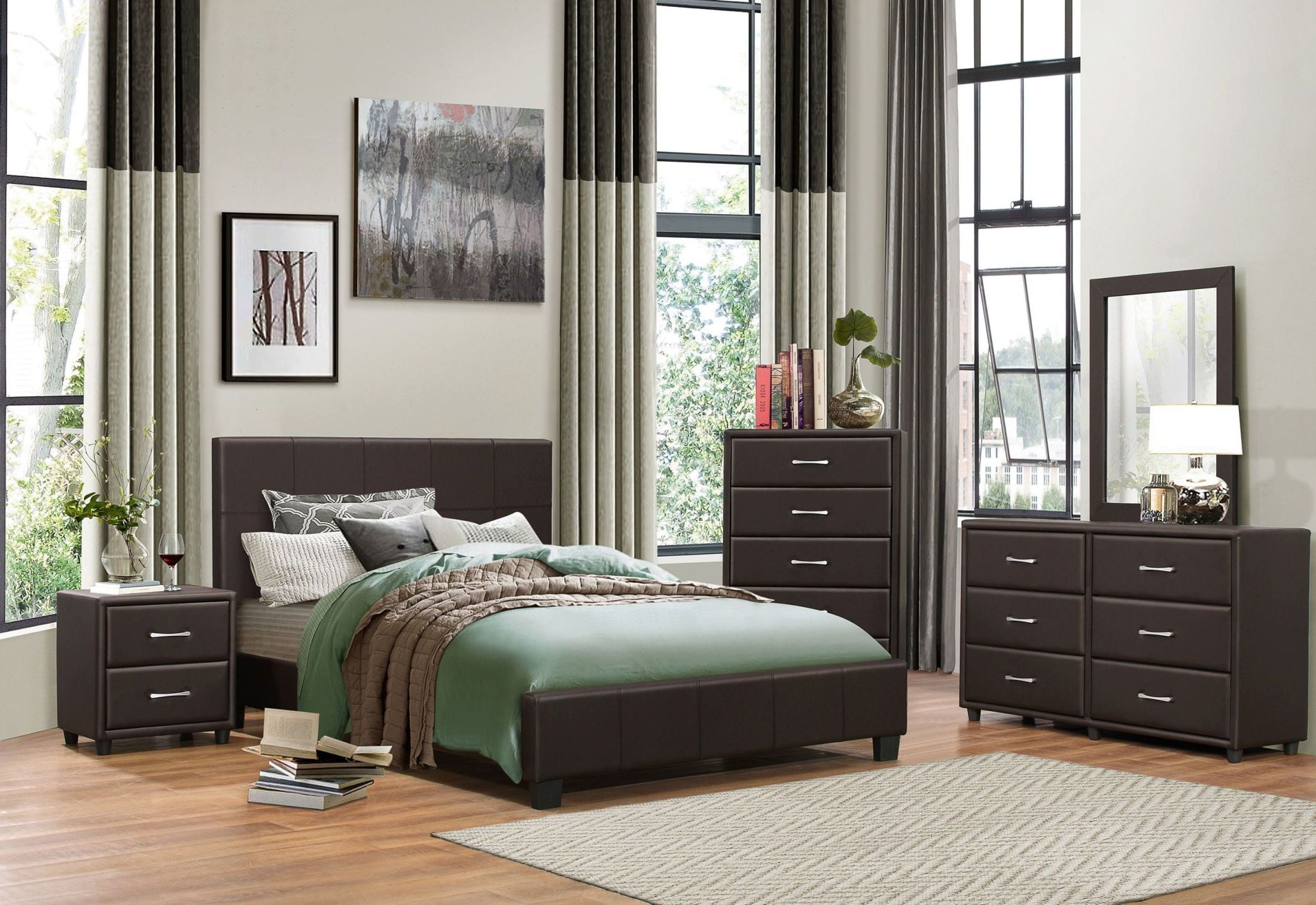 Lorenzi Dark Brown Youth Upholstered Platform Bedroom Set by ...