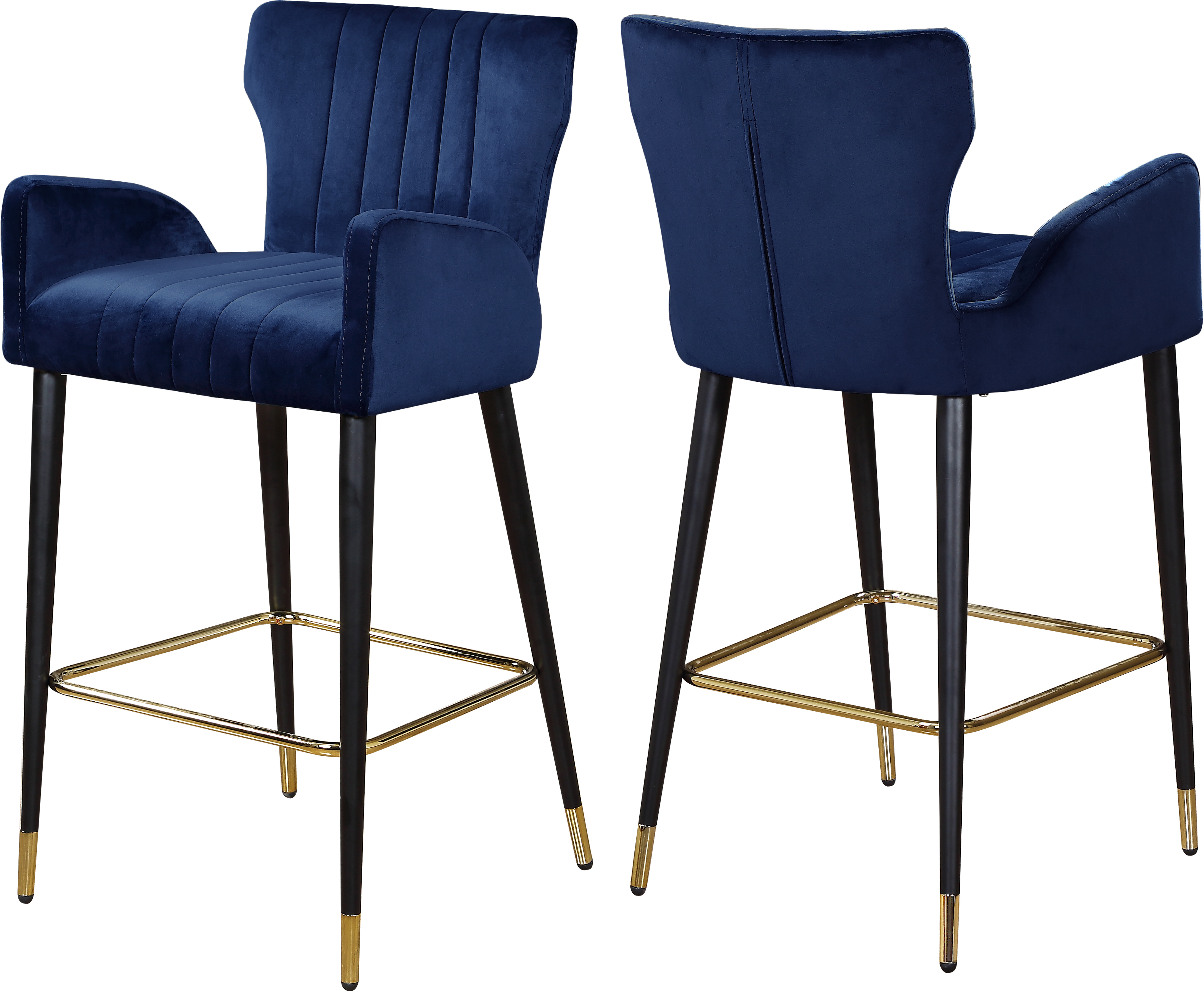 Meridian Luxe Navy Velvet Stool Set of 2 1StopBedrooms