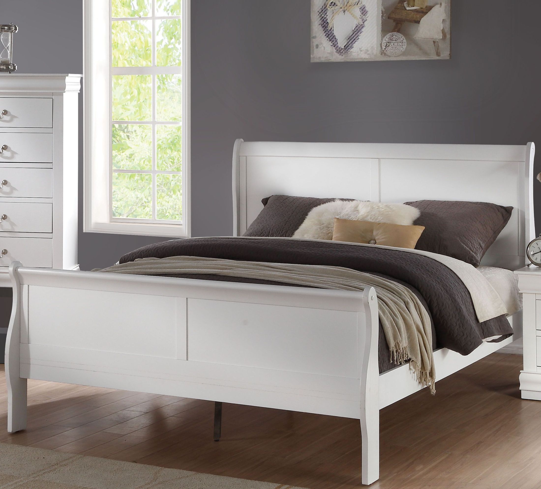 Louis Philippe White Twin Sleigh Bed By Acme 1stopbedrooms