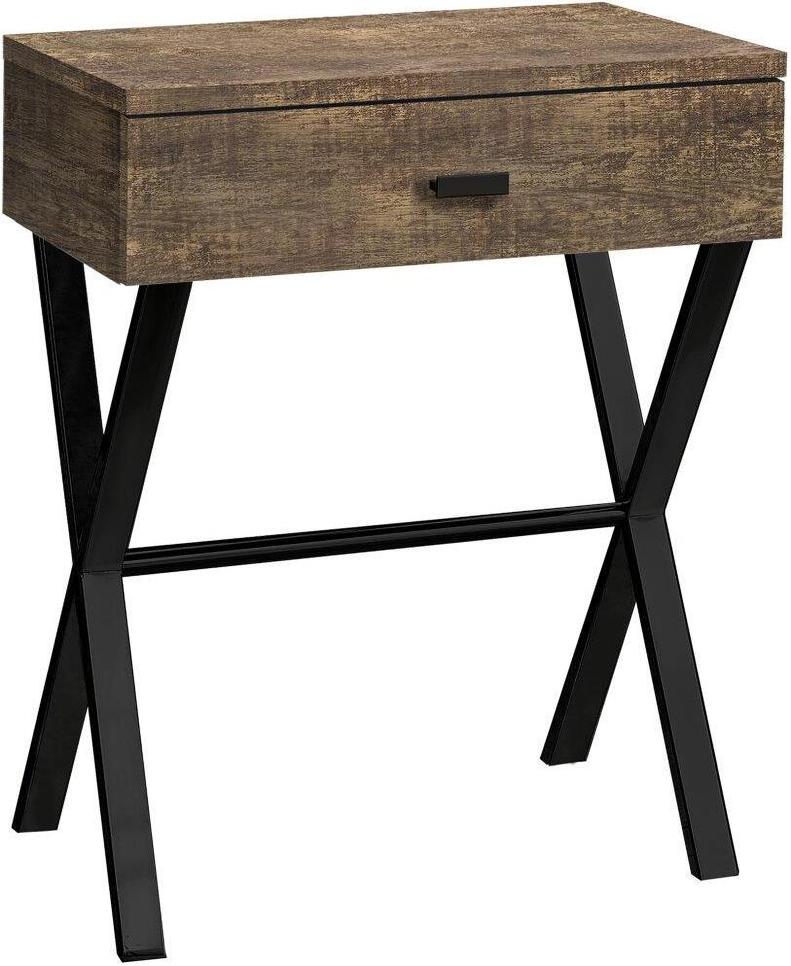 24 Inch Accent Table In Brown Reclaimed Wood And Black Metal by Monarch ...