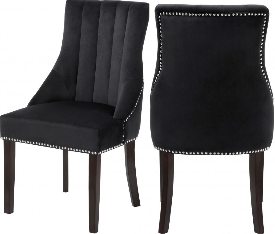 Meridian Oxford Black Velvet Dining Chair Set of 2 ...