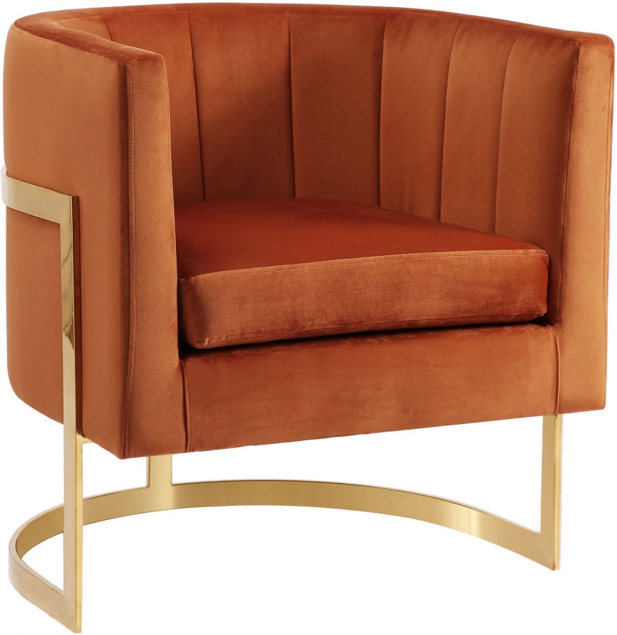 Meridian Meridian Carter Cognac Velvet Accent Chair - Carter Collection