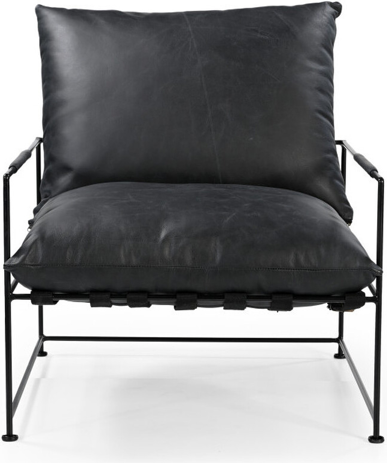 28 Inch Genuine Leather Distressed Arm Chair In Black by Homeroots ...