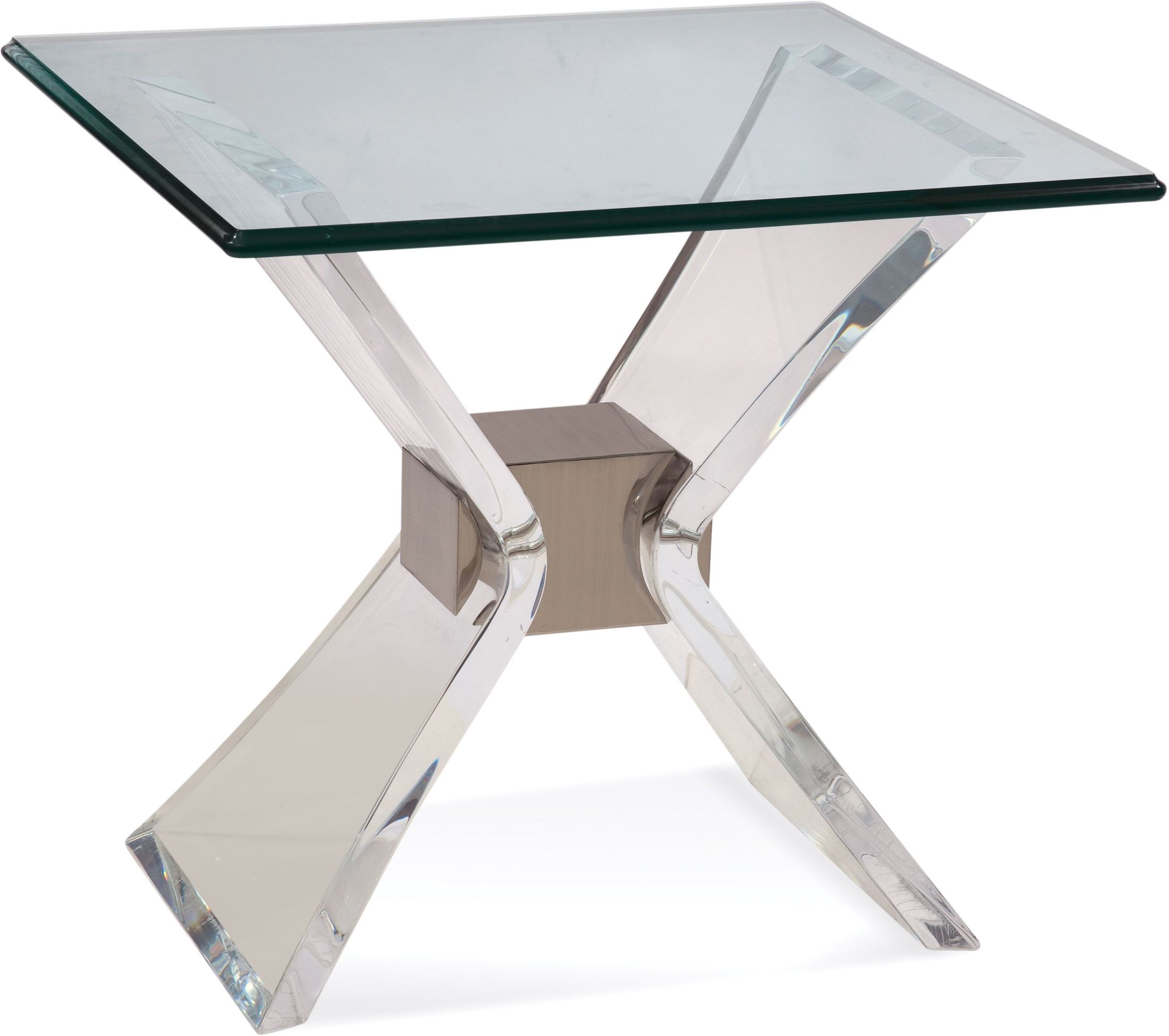 Bassett Mirror Company Glam Acrylic and Brushed Nickel Rectangular End