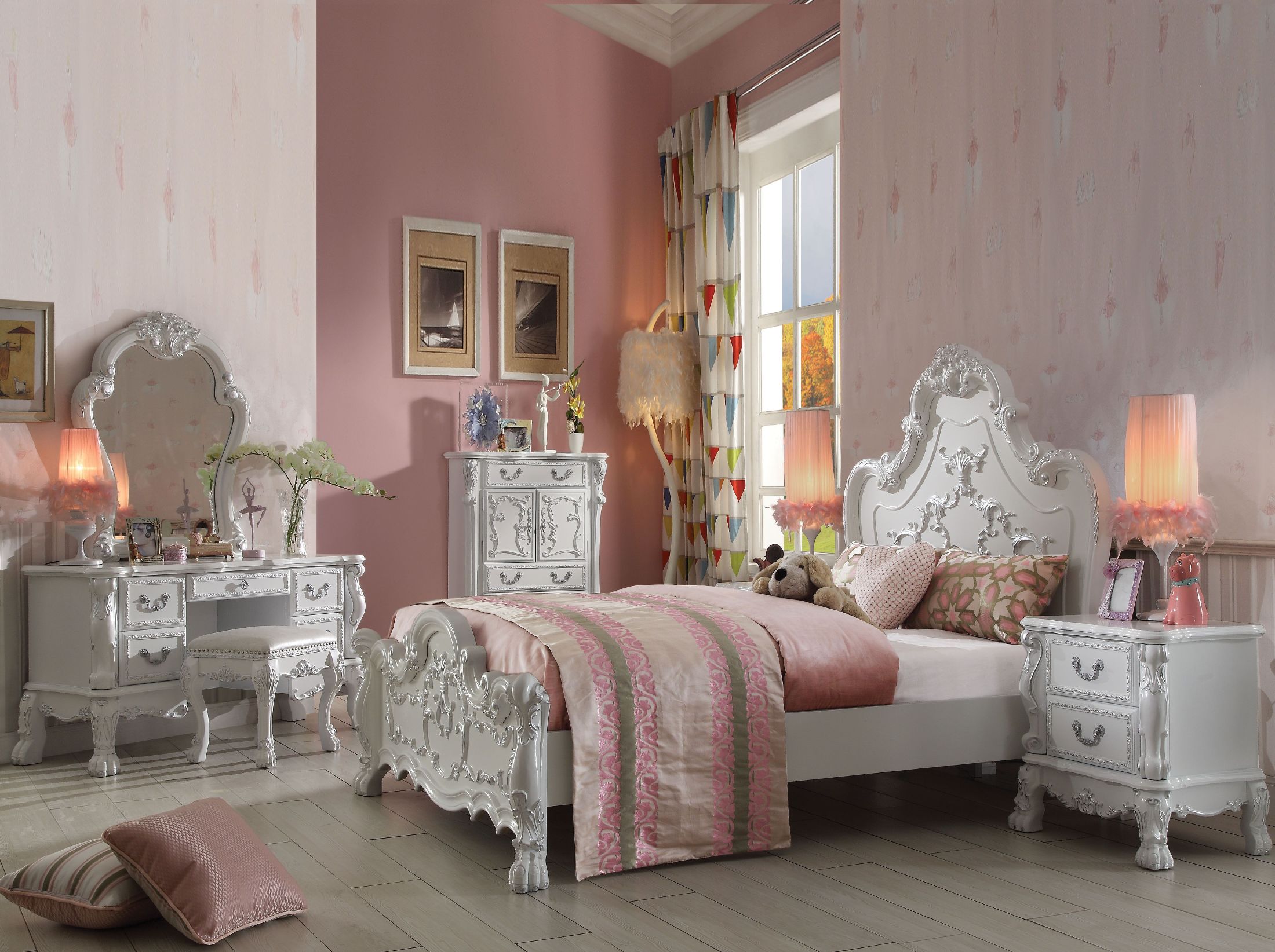 Dresden Antique White Panel Bedroom Set