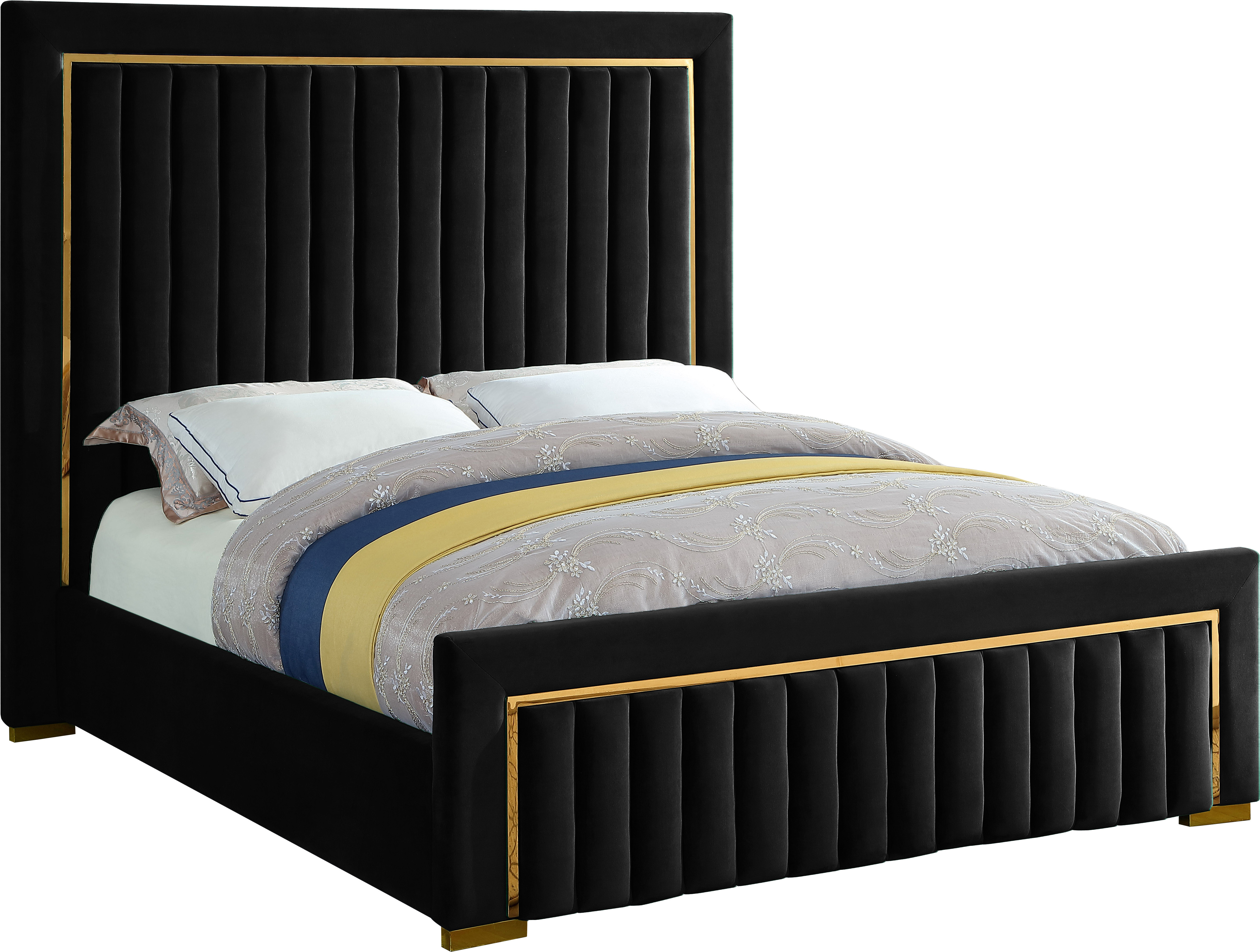 Dolce Black Velvet Queen Bed By Meridian 1stopbedrooms 