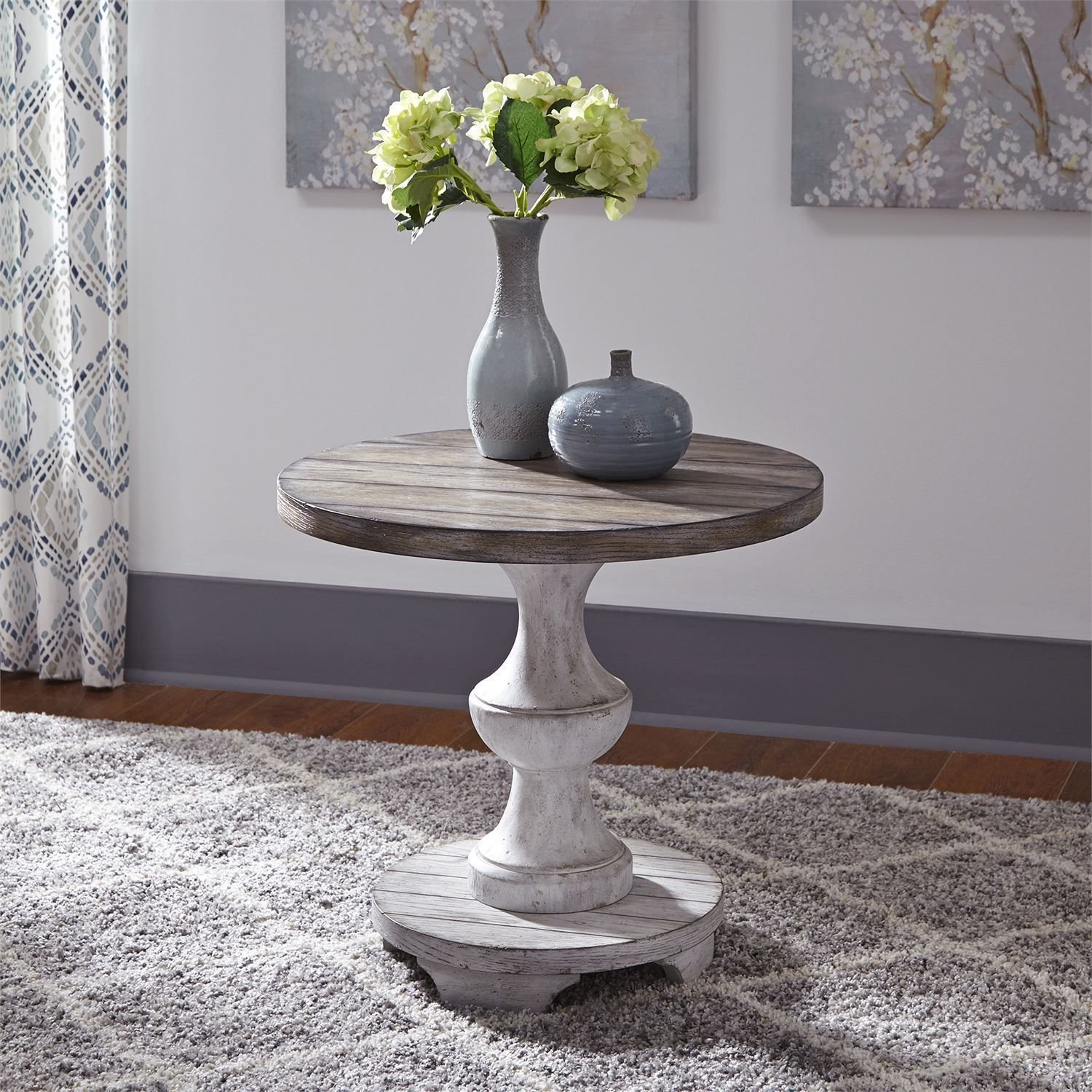 Sedona Heavy Distressed White Round End Table - 1StopBedrooms.