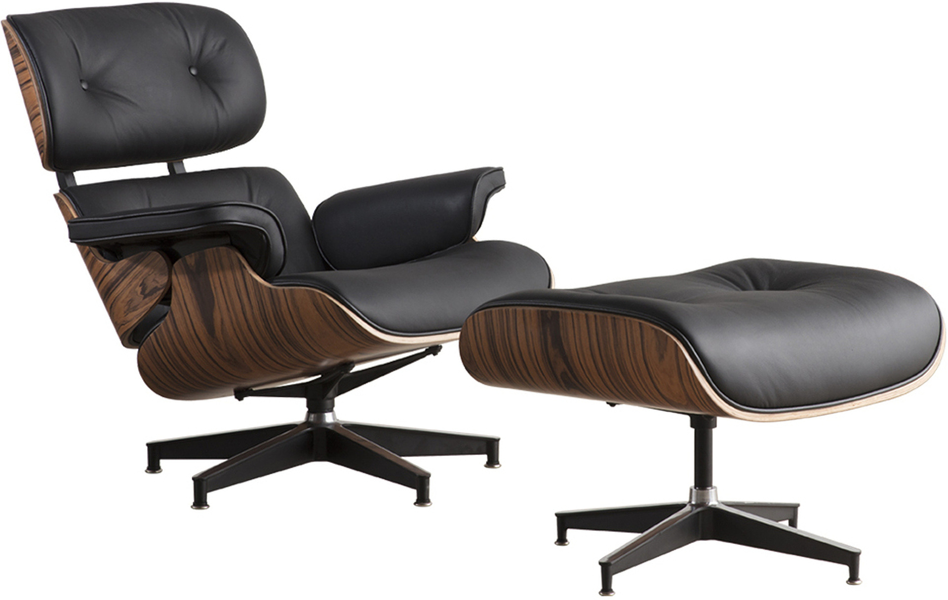 35 Inch Genuine Leather Tufted Swivel Lounge Chair with Ottoman In ...