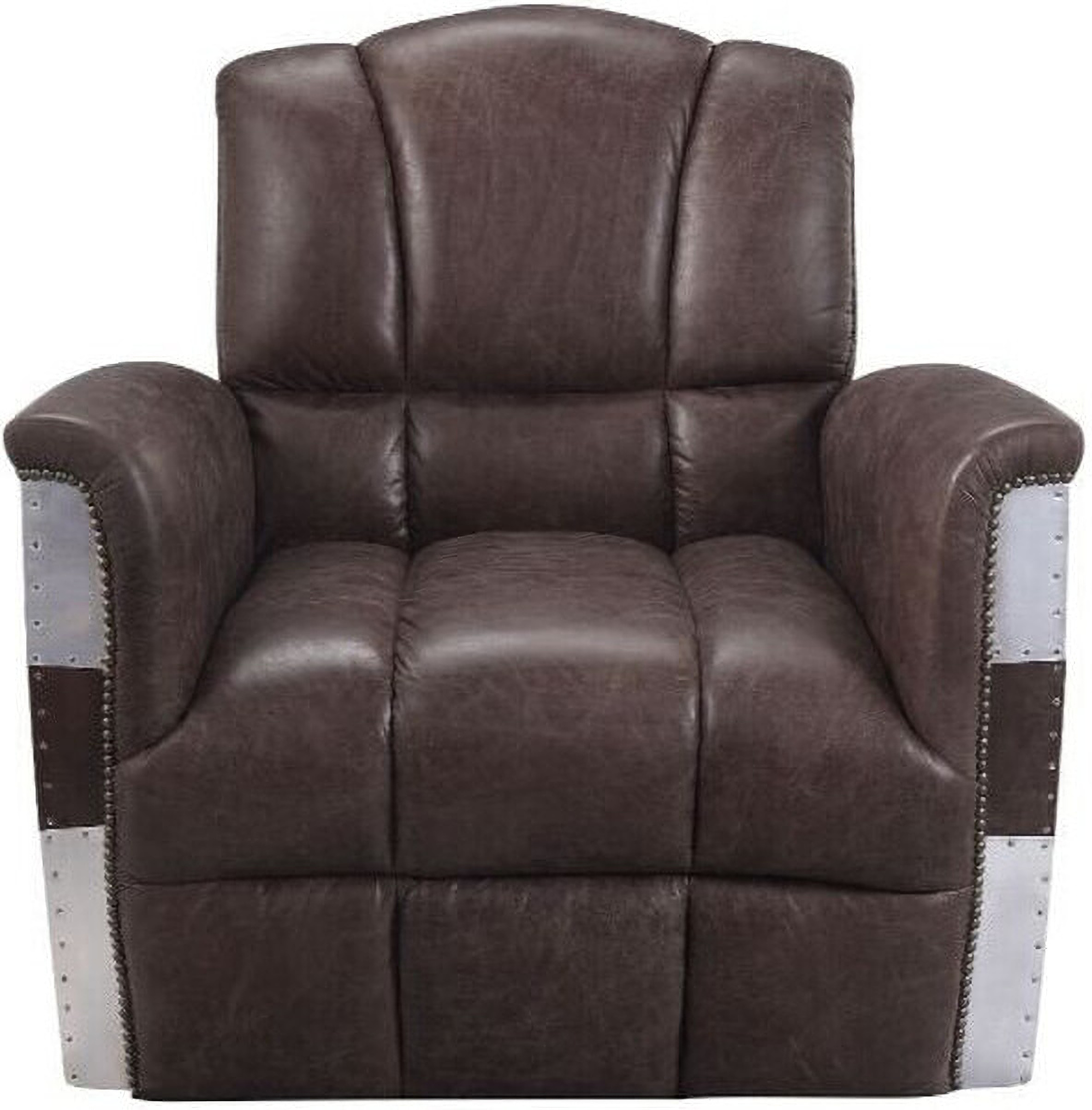 35 Inch Top Grain Leather Patchwork Club Chair In Brown by Homeroots ...