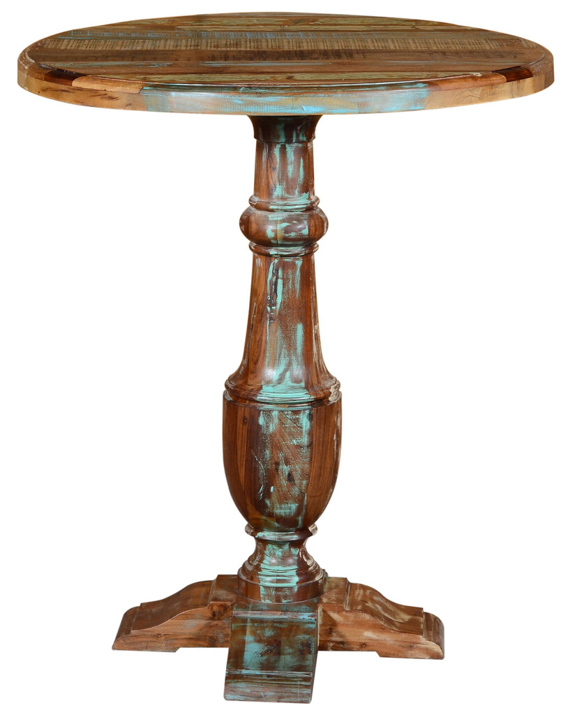 36 Inch Rounded Solid Wood Pedestal Base Dining Table In Brown by ...
