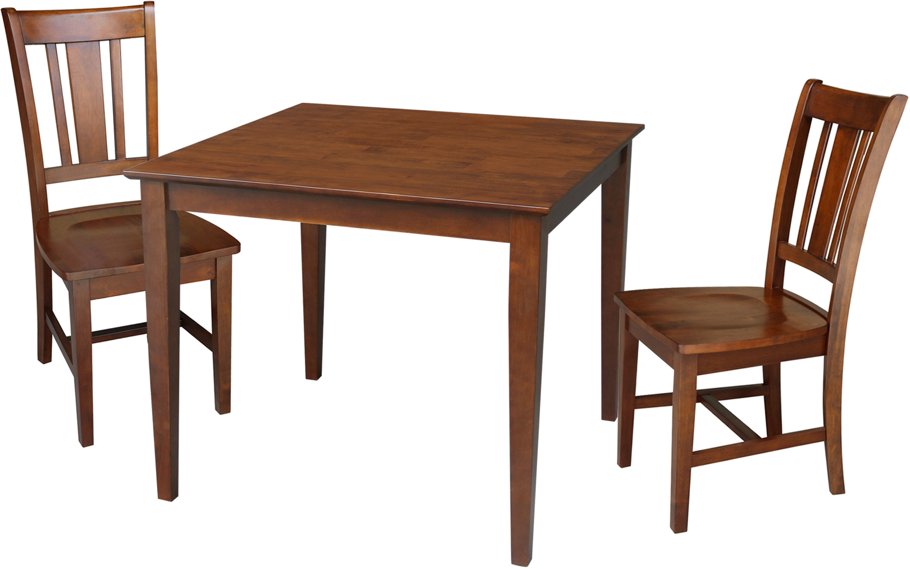 36 x 36 Inch Dining Table with 2 Dining Chairs In Espresso by International Concepts | 1StopBedrooms