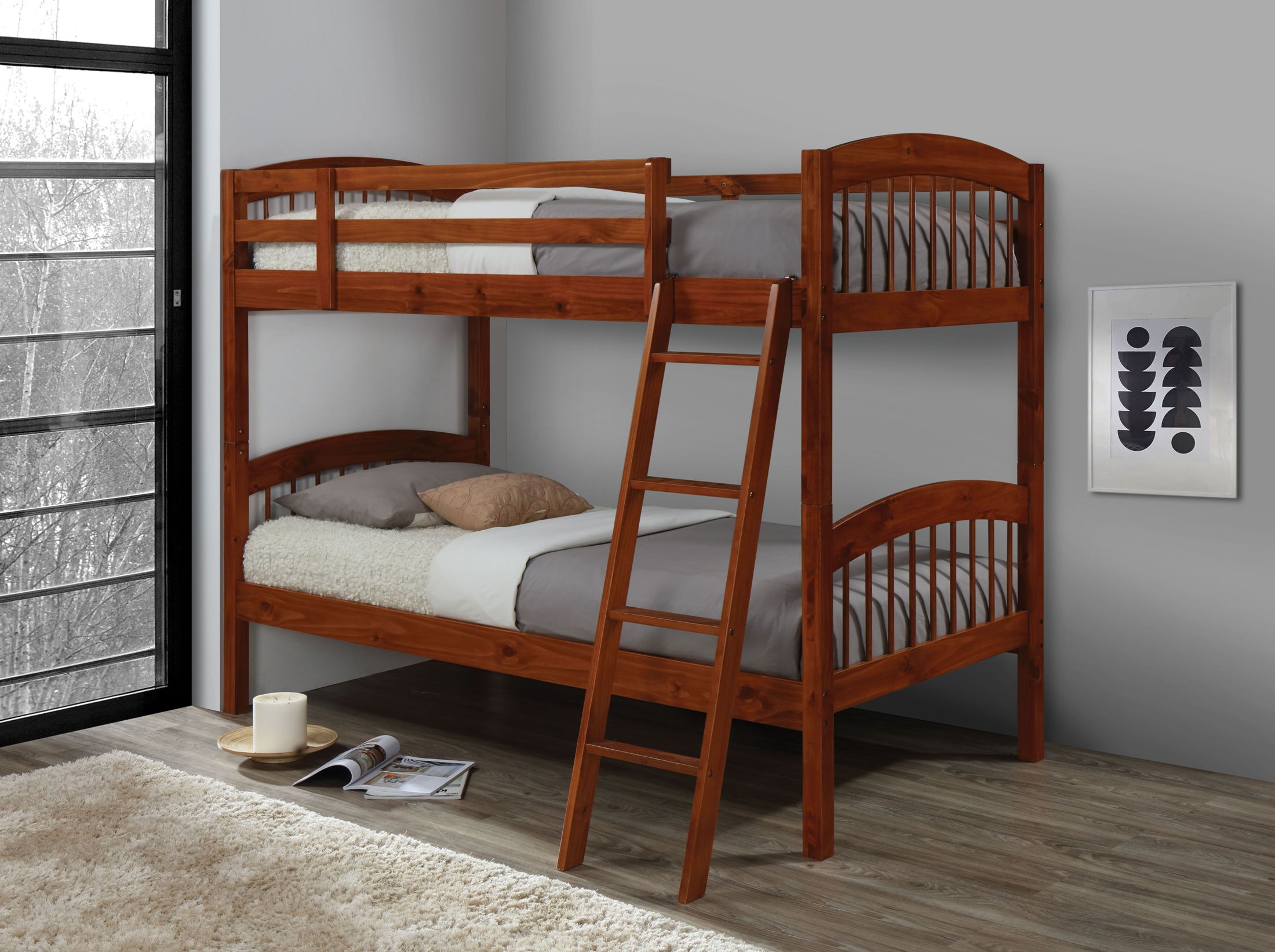 Acme Manville Honey Oak Twin Over Bunk Bed Manville Honey Oak Twin Over Bunk Bed