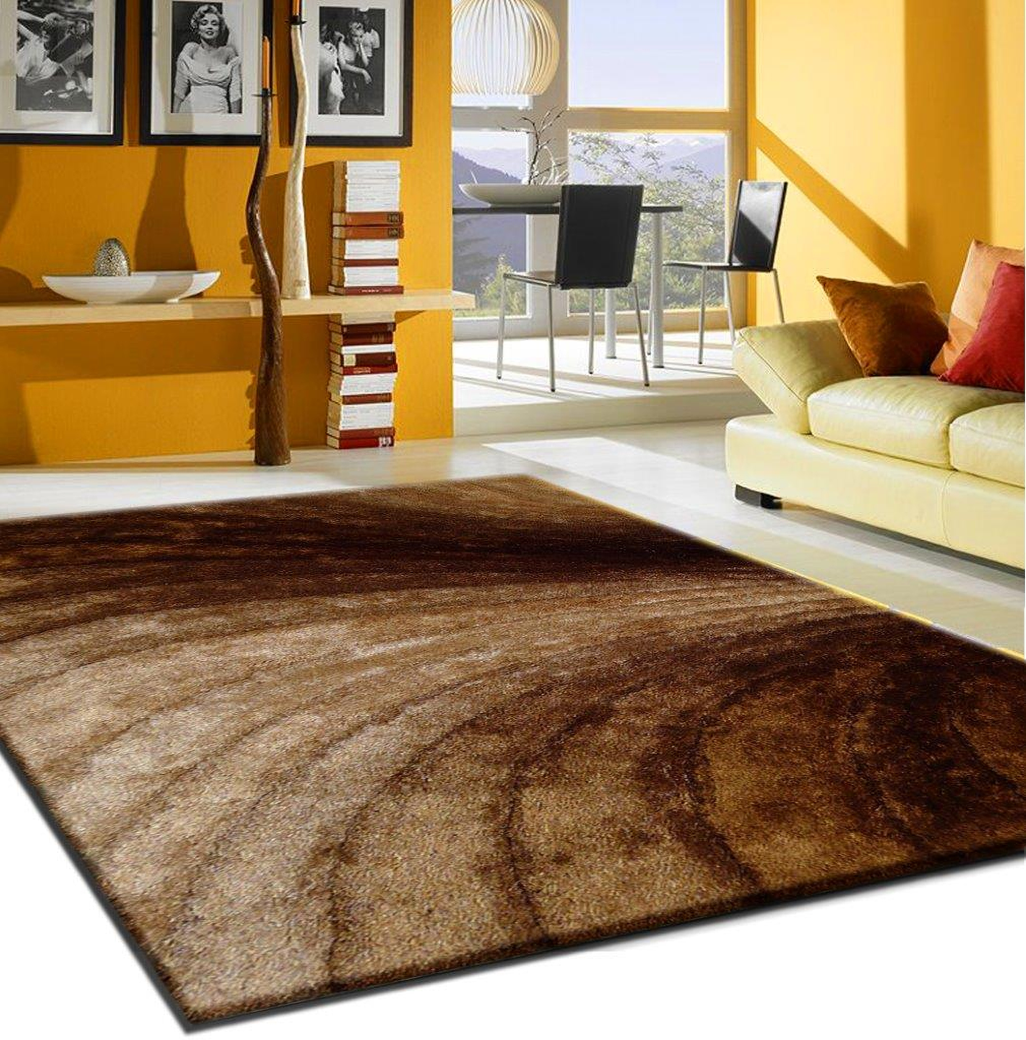 5 x 7 ft Shaggy Beige Soft Carpet Hand Tufted Area Rug Polyester