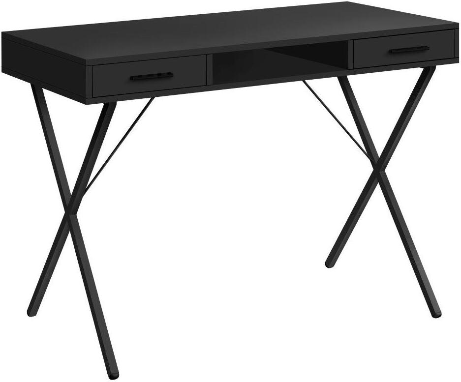 Monarch 60 Computer Desk Brown Wood Grain Black Metal