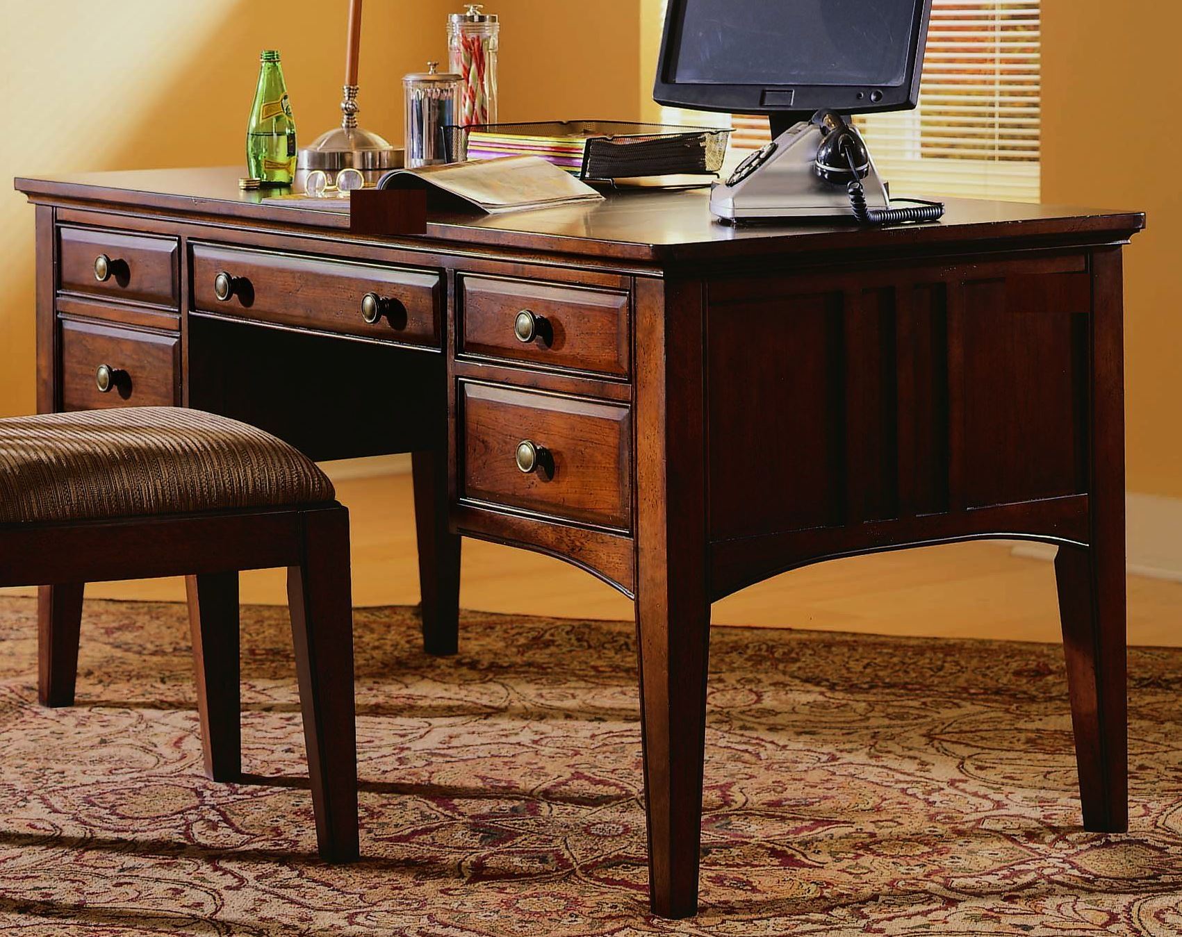 dark brown wooden desk