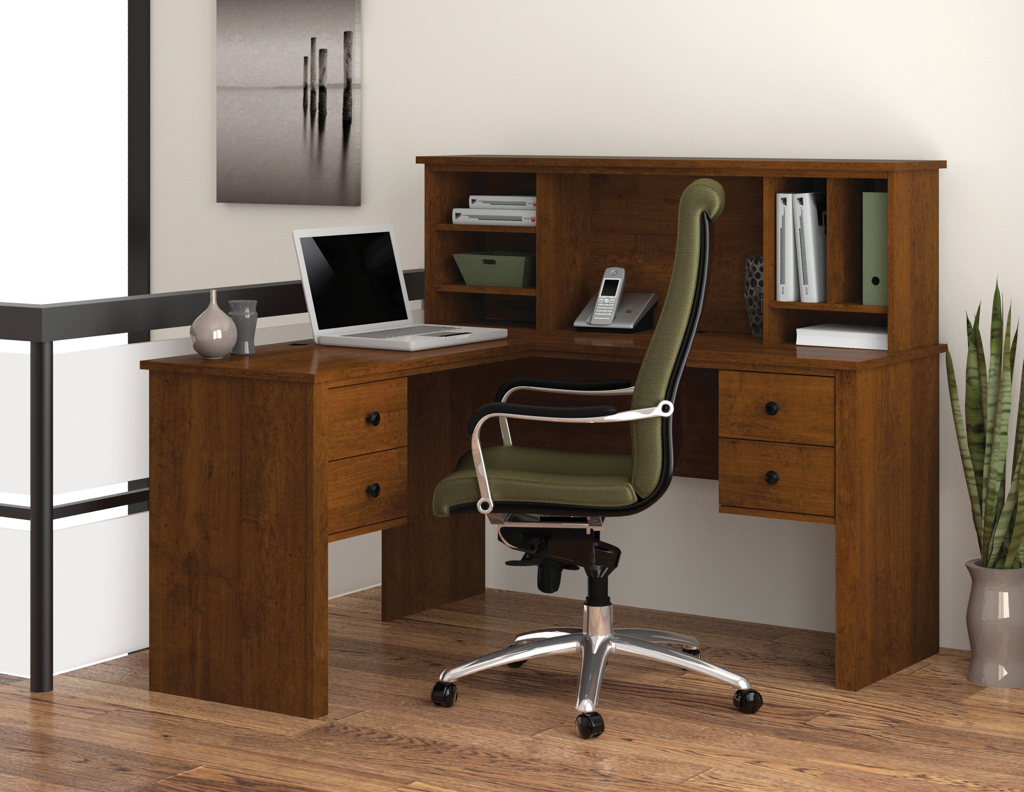 Somerville Tuscany Brown L Shaped Desk With Hutch 1stopbedrooms