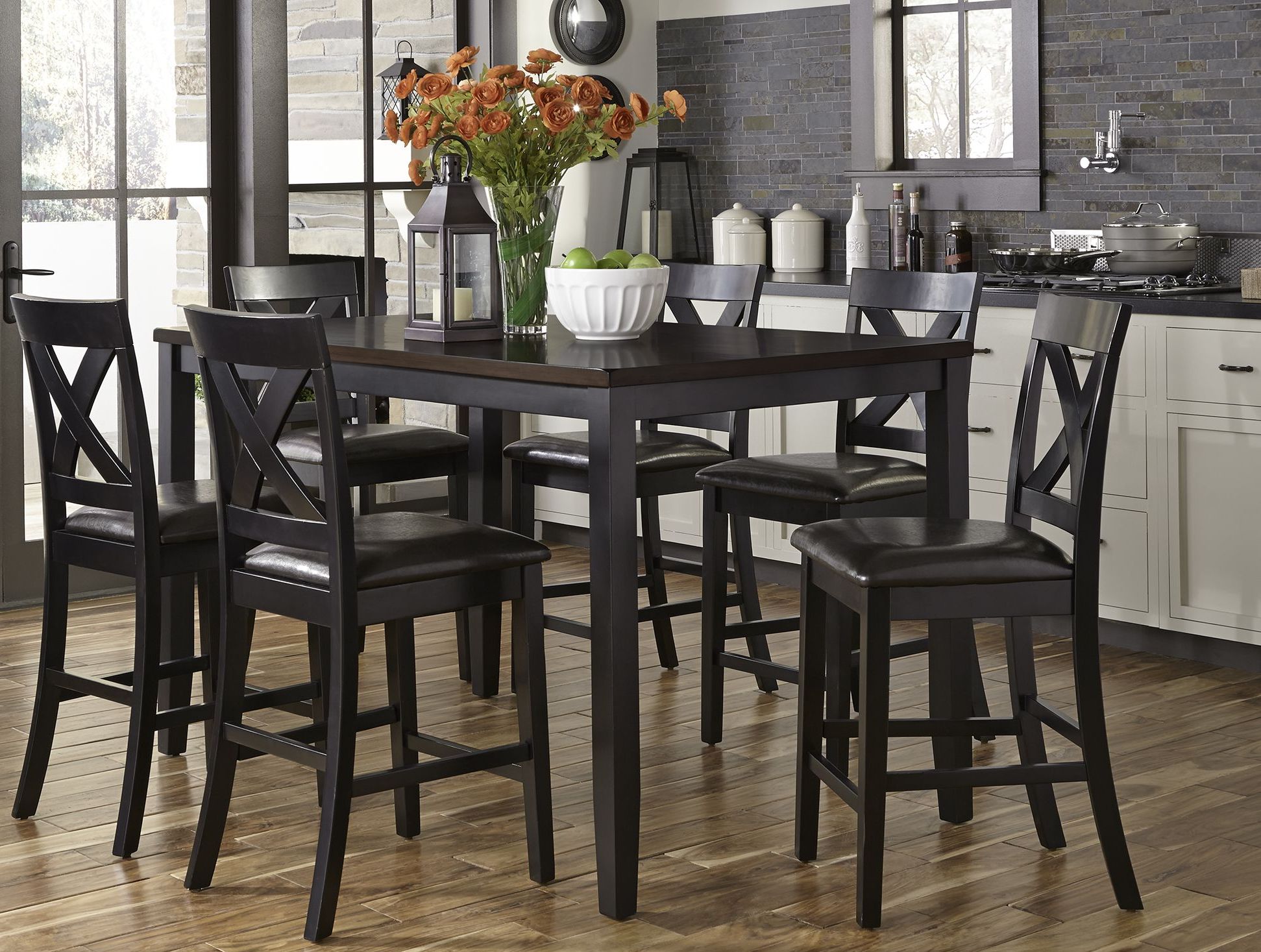 Liberty Thornton II Black and Brown 7 Piece Counter Height Dining Set ...