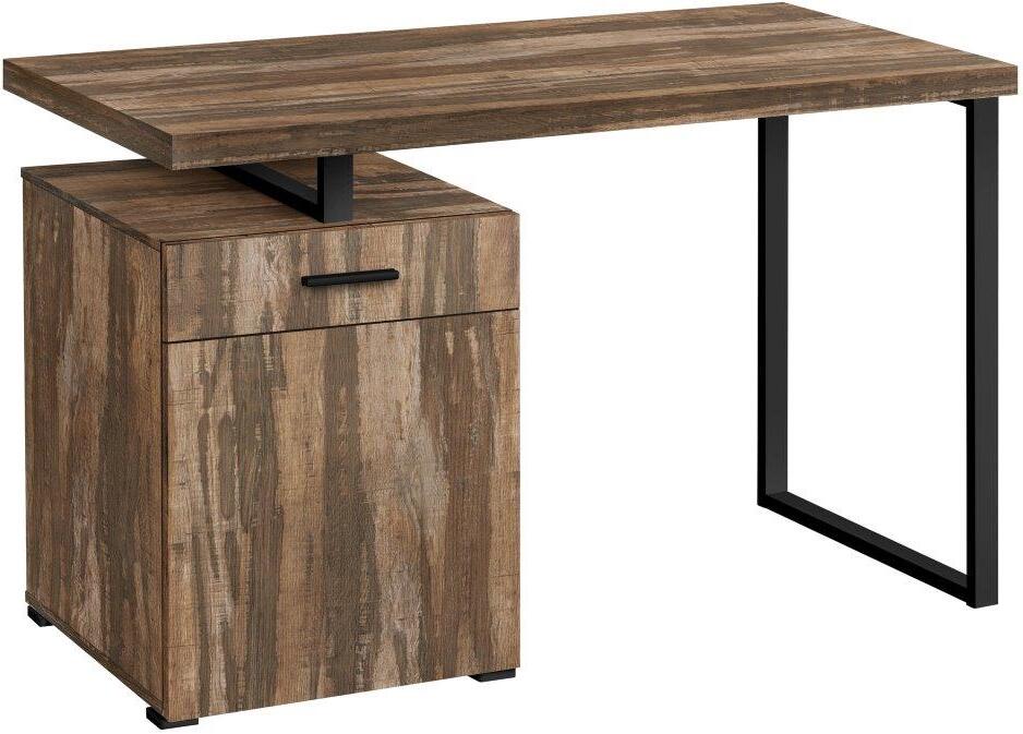 The Miller Barnwood Corner Desk, Natural Finish With Drawers