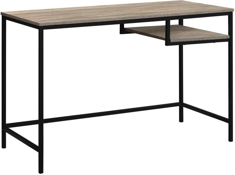 Monarch Specialties Home Office Writing Table 60 Inch Long Compact Computer  Desk, Dark Wood Finish with Black Metal Frame
