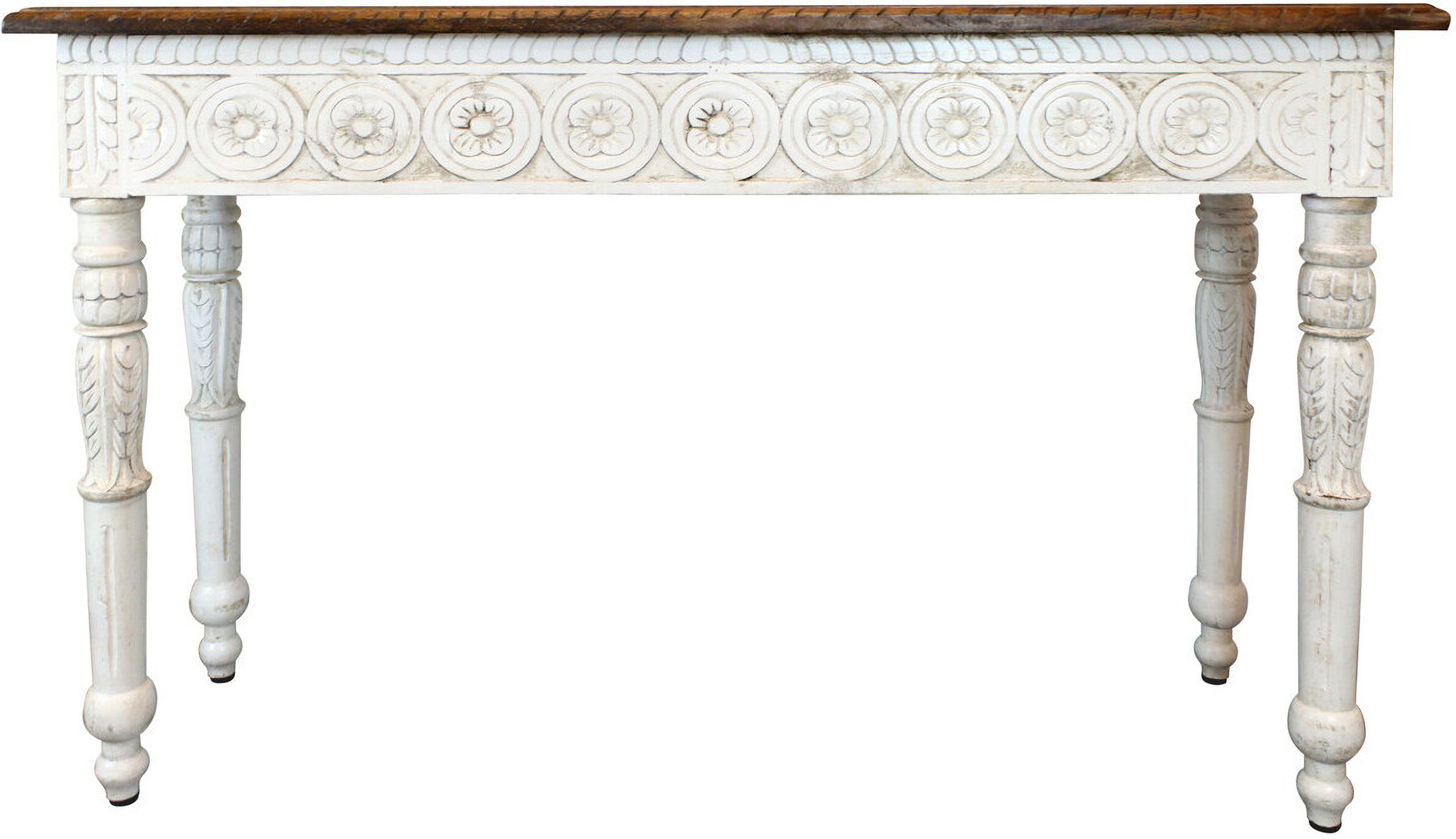 48 Inch Solid Wood Distressed Console Table In Natural and White by ...