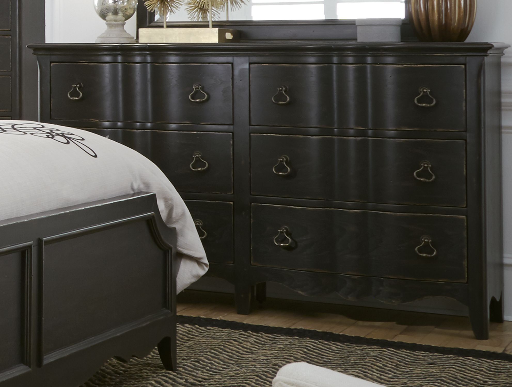 Chesapeake Antique Black 6 Drawer Dresser 1stopbedrooms