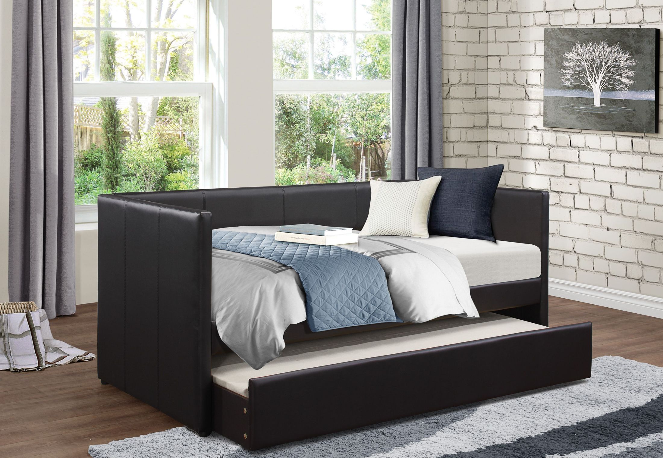 Adra Black Daybed with Trundle by Homelegance 1StopBedrooms