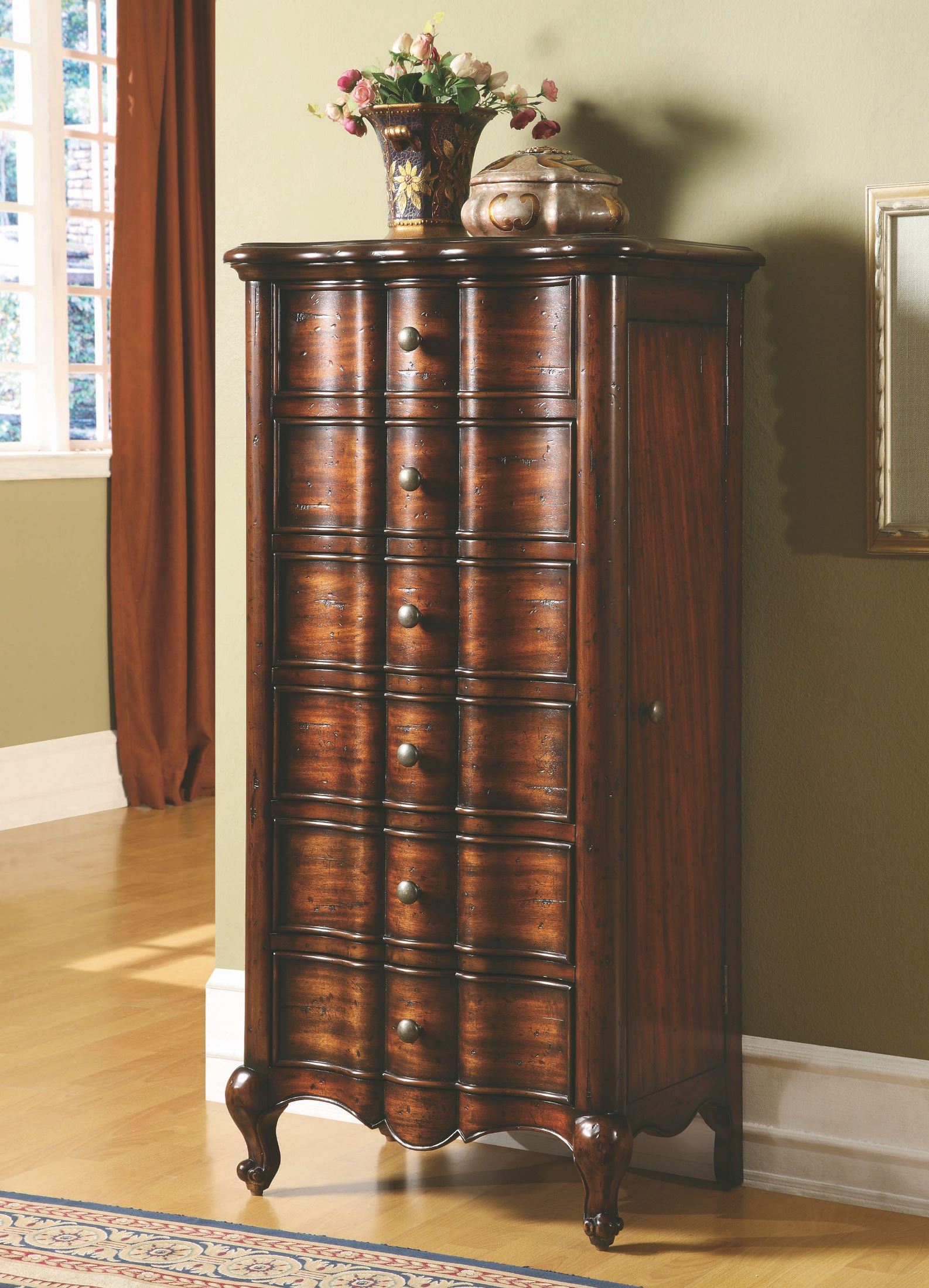 Hooker Mahogany 5 Drawer French Jewelry Armoire Mahogany Collection