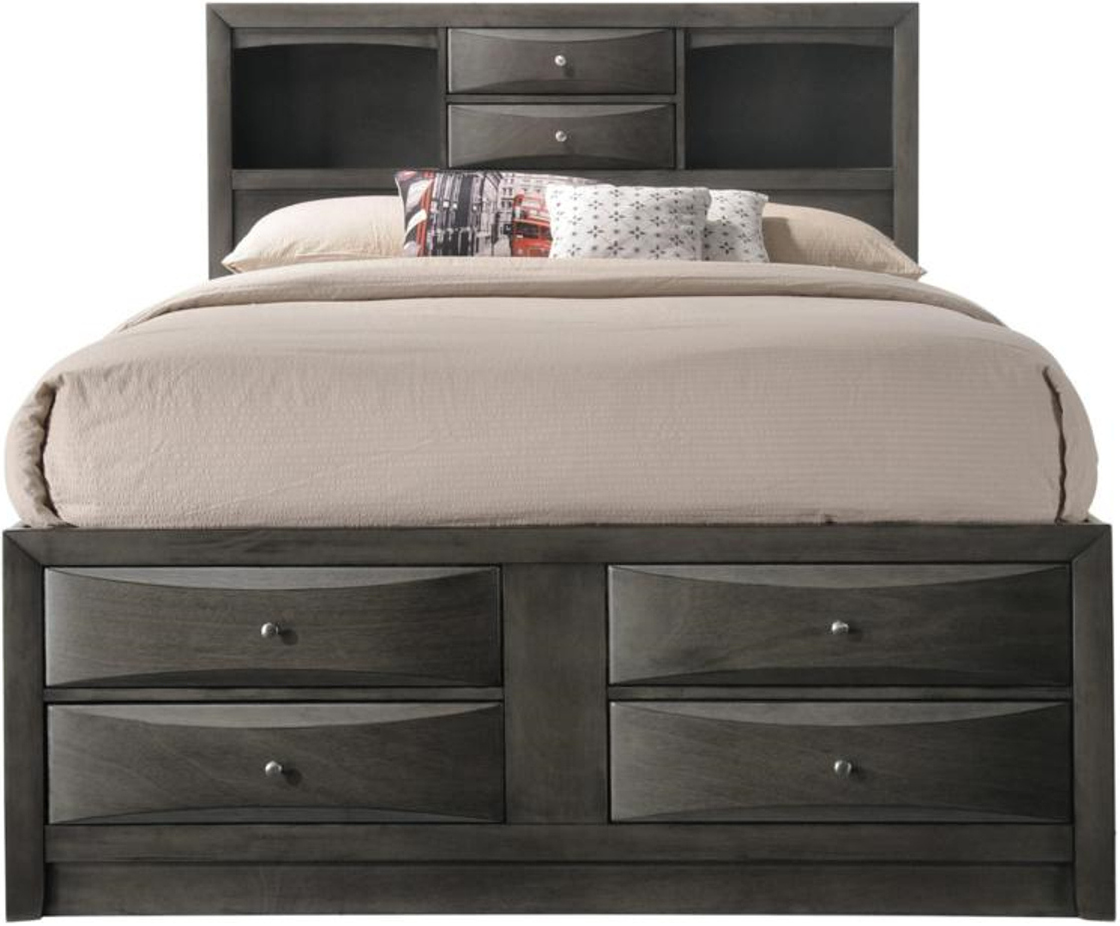 Crown Mark Emily Queen Captain s Storage Bed in Grey 1StopBedrooms